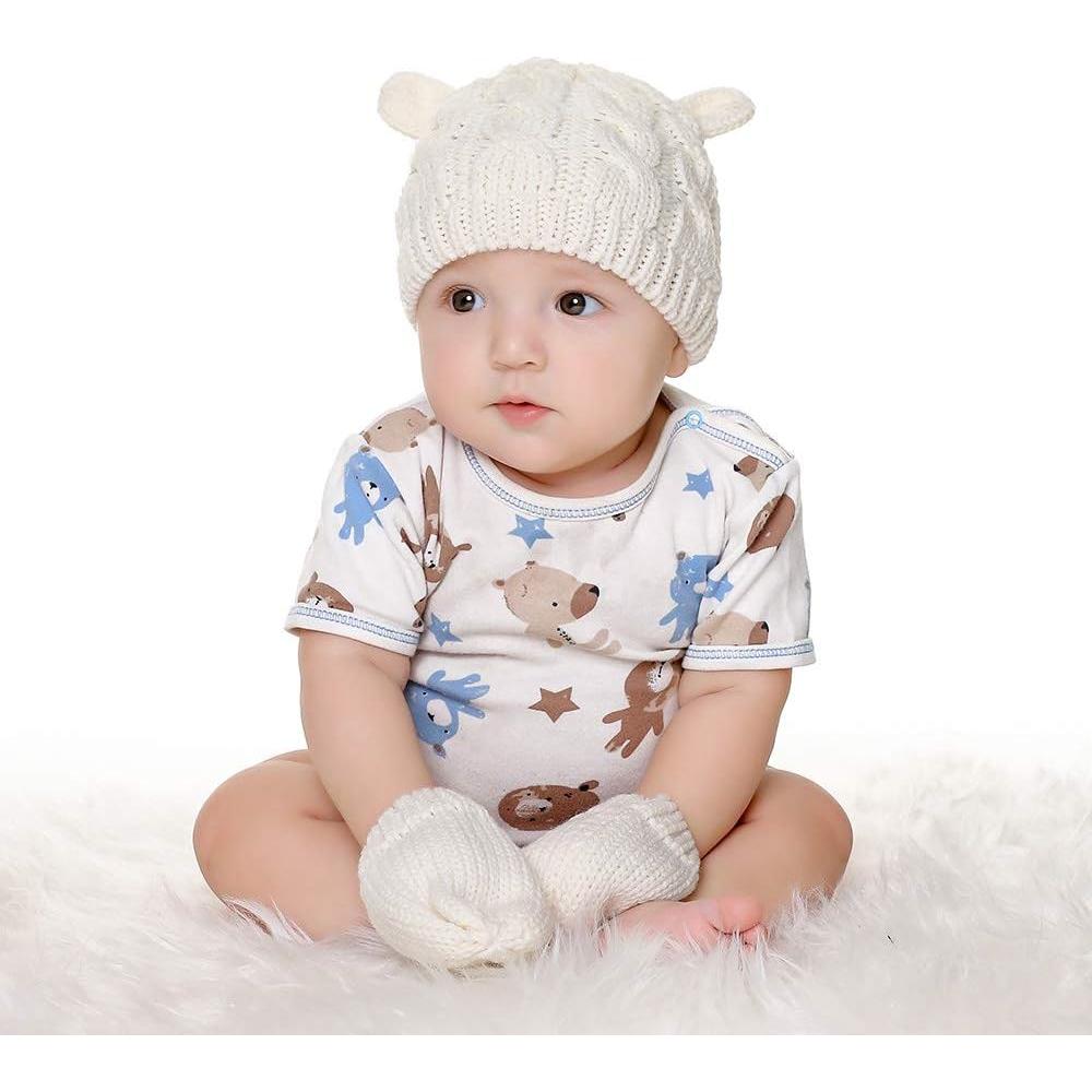 Conjunto Gorro y Guantes Bebé Rosa Suave 3-6 Meses