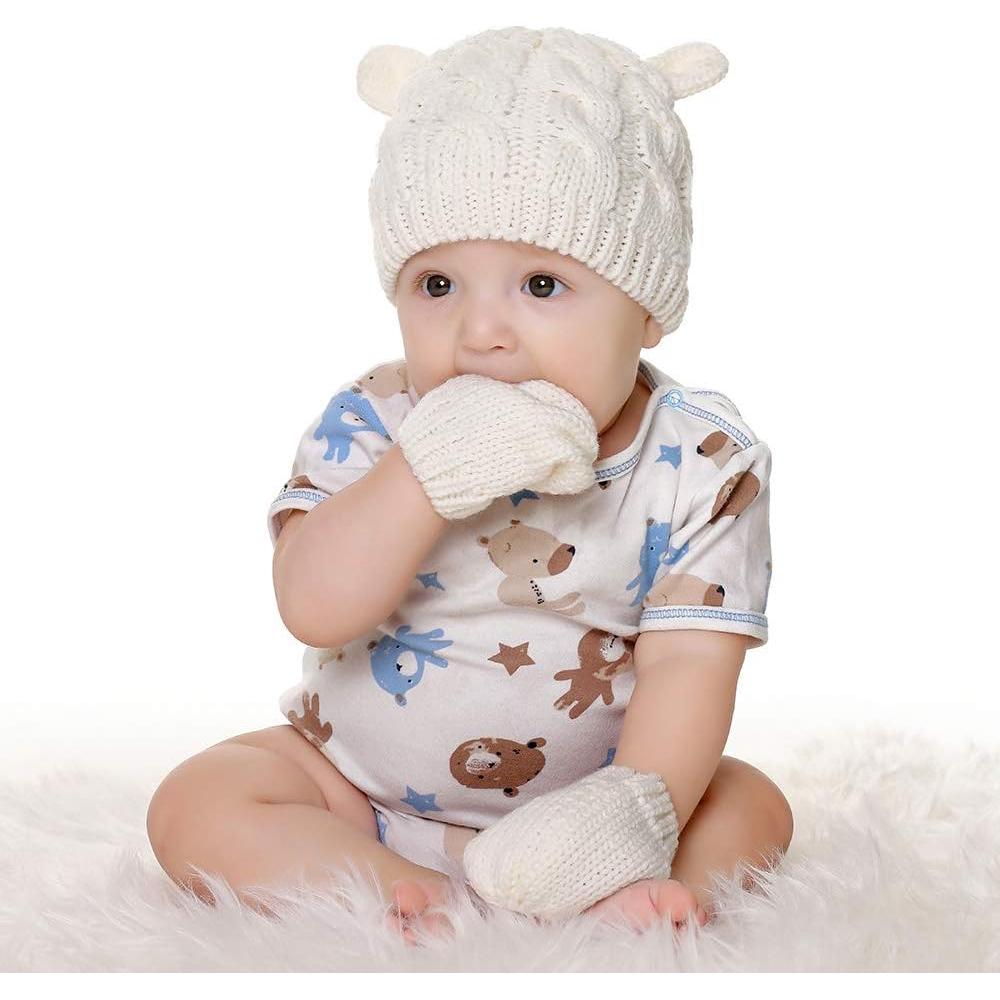 Conjunto Gorro y Guantes Bebé Rosa Suave 3-6 Meses