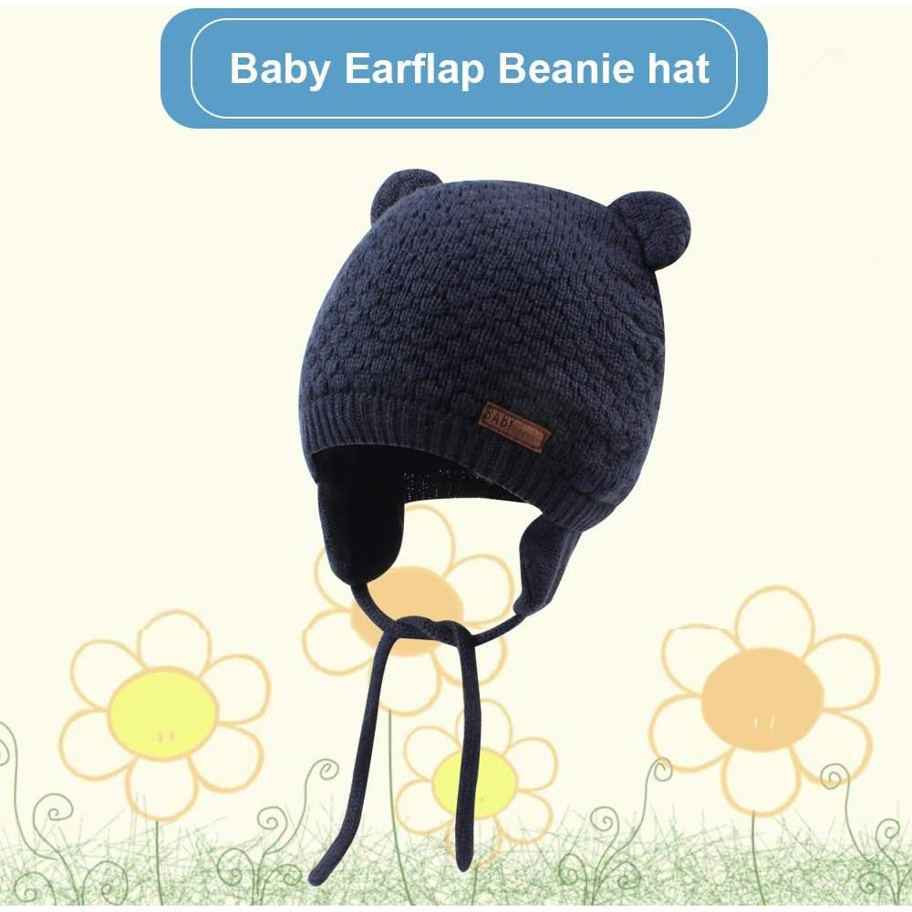 Gorro Beanie BAVST para Bebé Invierno con Orejas de Oso 0-2 Años