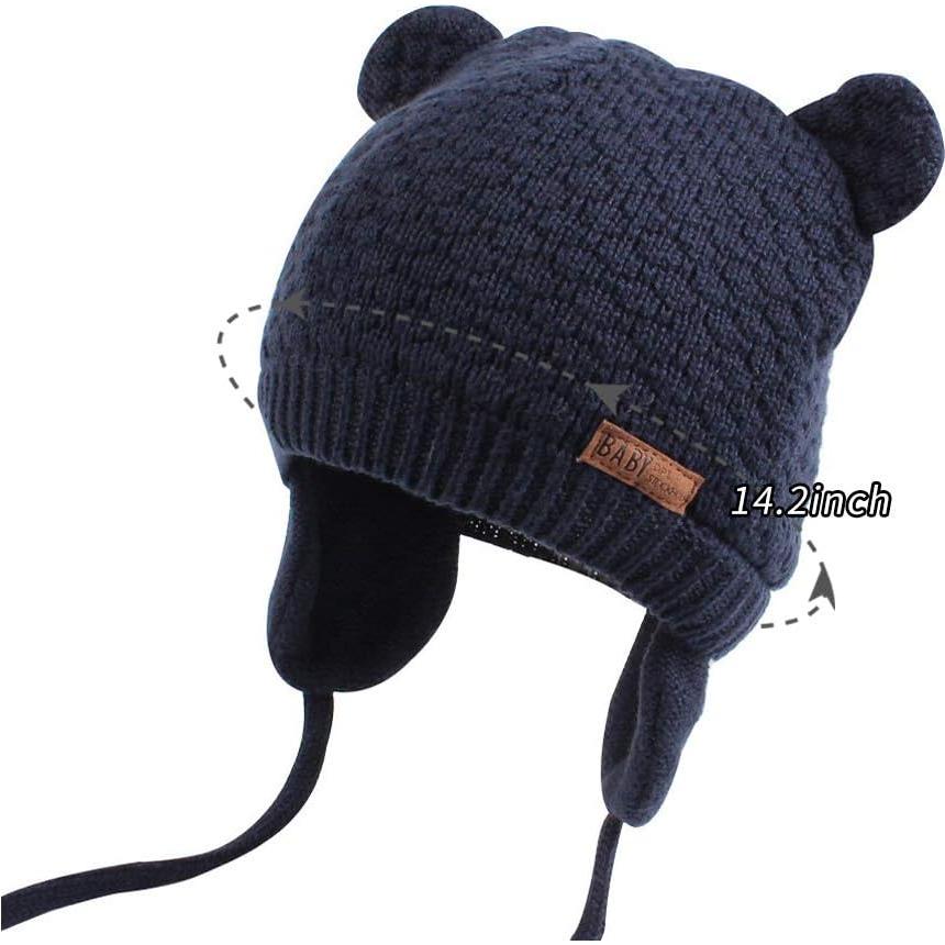 Gorro Beanie BAVST para Bebé Invierno con Orejas de Oso 0-2 Años