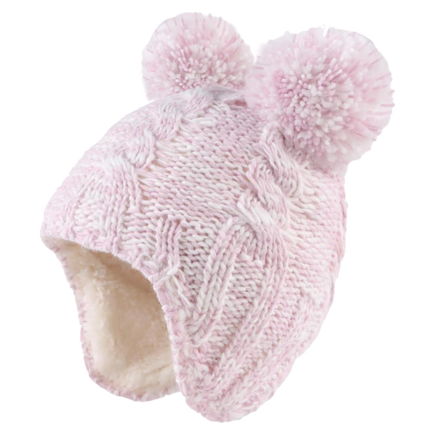 Gorro de invierno ZSEDRUT para bebé con forro polar y pompón