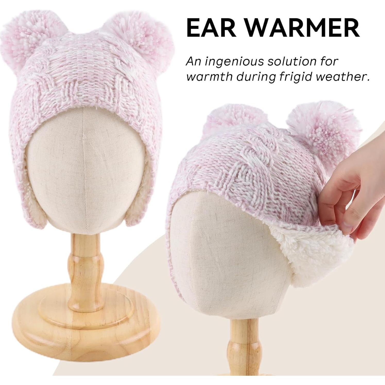 Gorro de invierno ZSEDRUT para bebé con forro polar y pompón