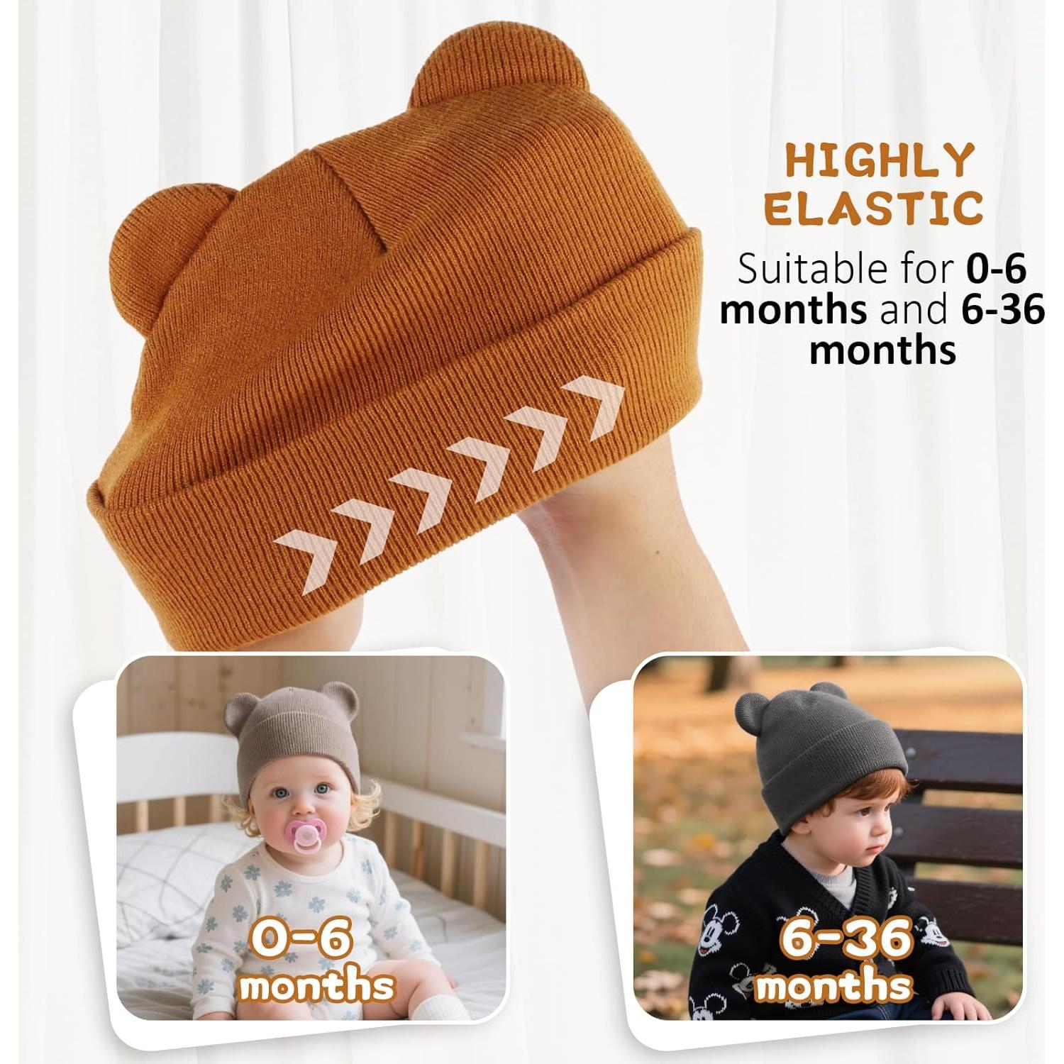 Gorro de Invierno para Bebé Unisex - Suave con Orejas de Oso