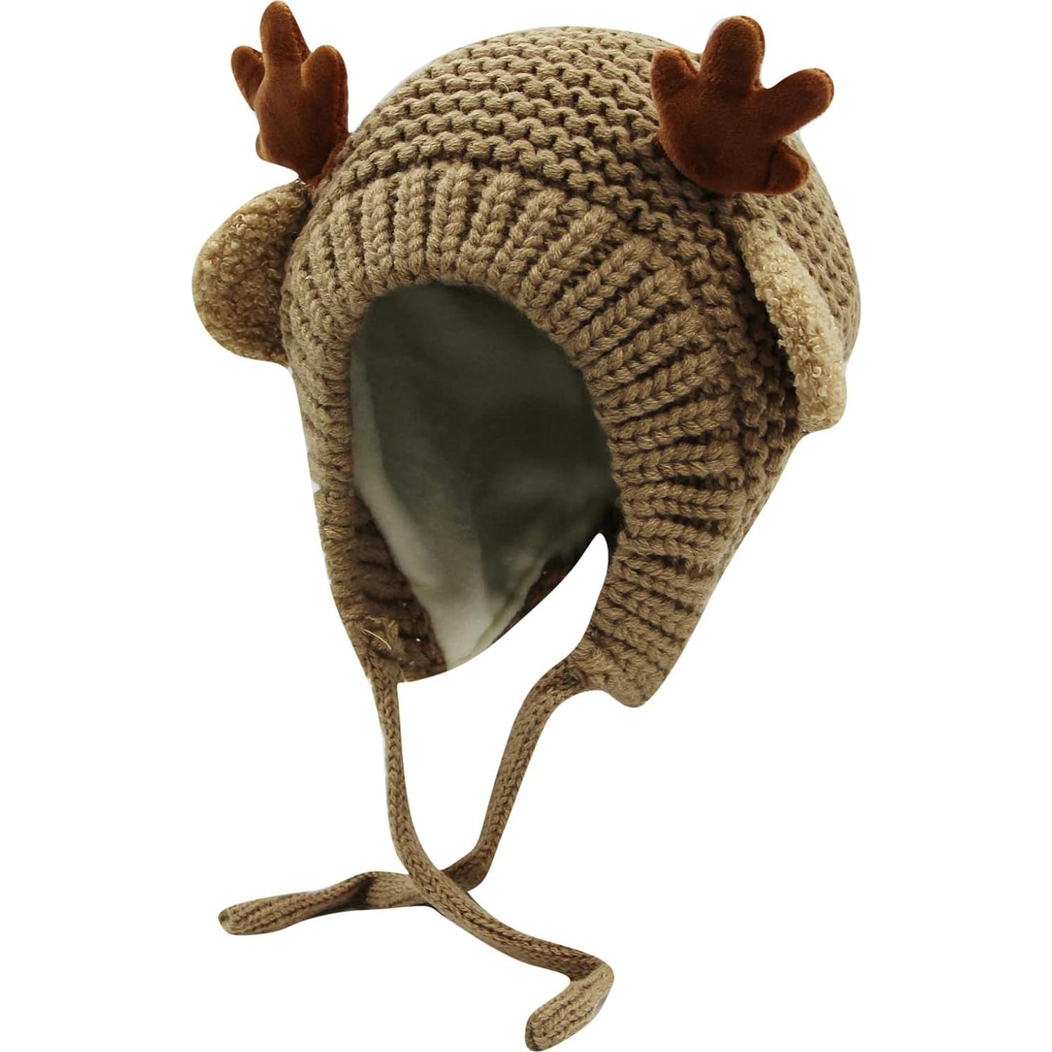 Gorra de Bebé AIBEARTY Ciervo con Orejeras Invierno 0-2 Años