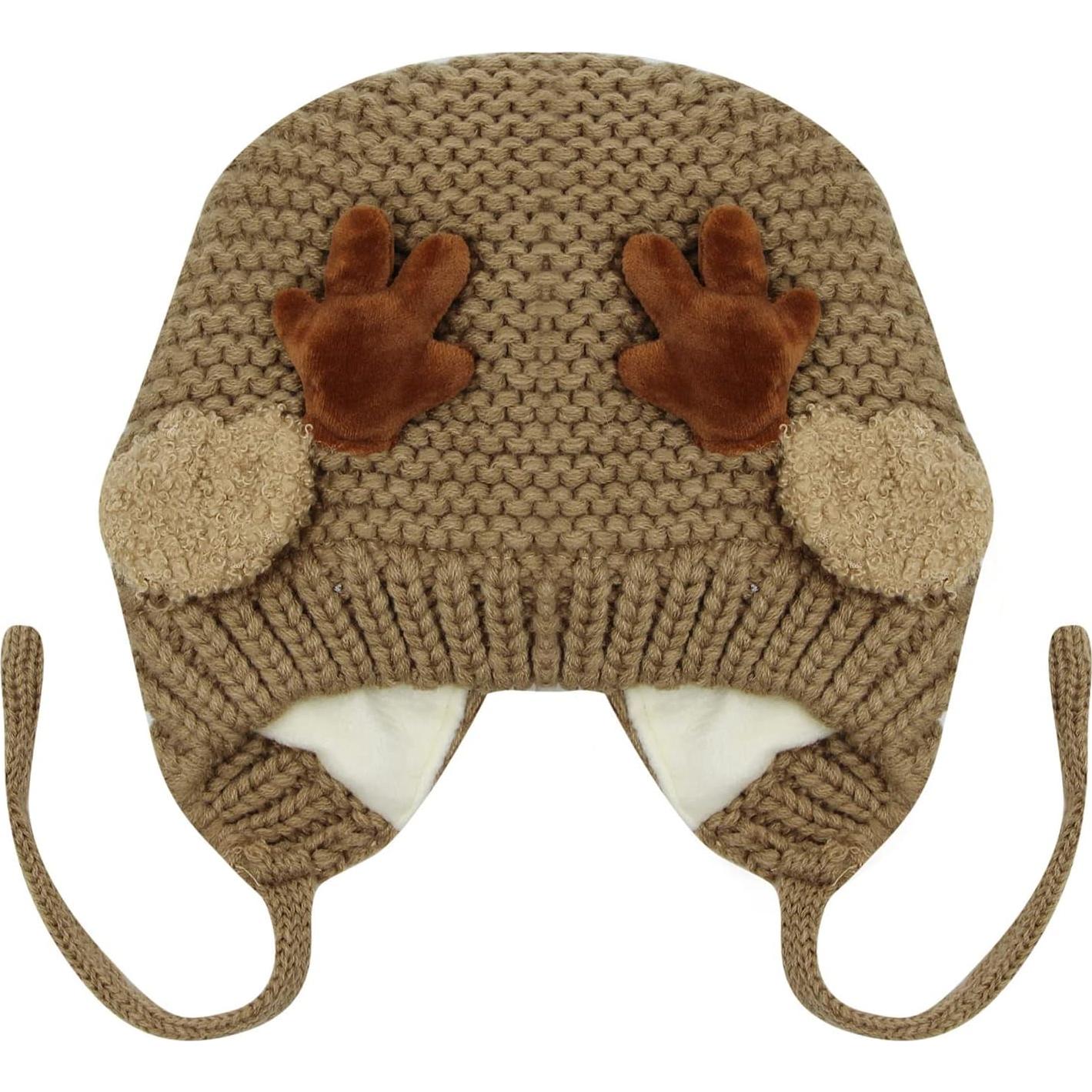 Gorra de Bebé AIBEARTY Ciervo con Orejeras Invierno 0-2 Años