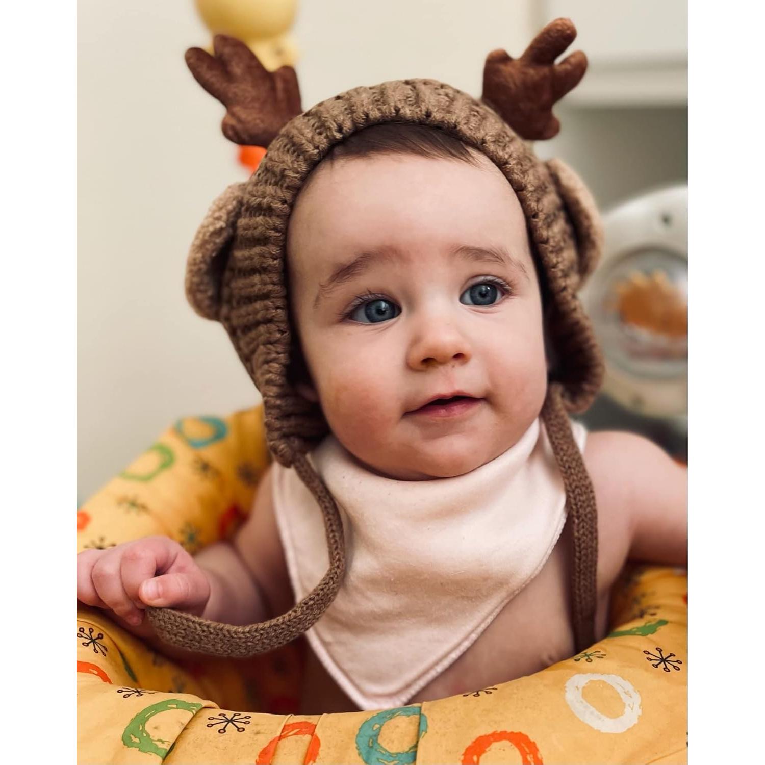 Gorra de Bebé AIBEARTY Ciervo con Orejeras Invierno 0-2 Años