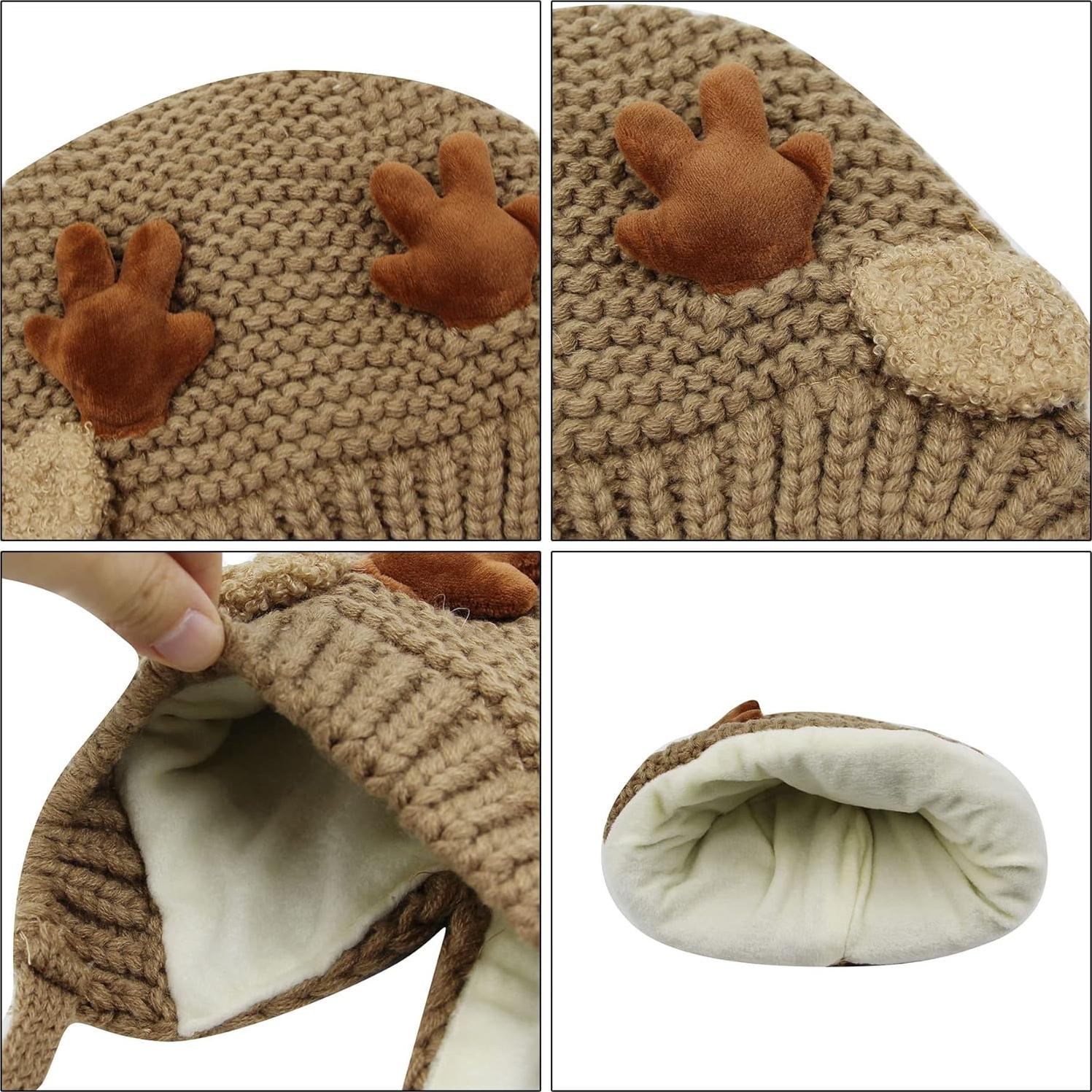 Gorra de Bebé AIBEARTY Ciervo con Orejeras Invierno 0-2 Años