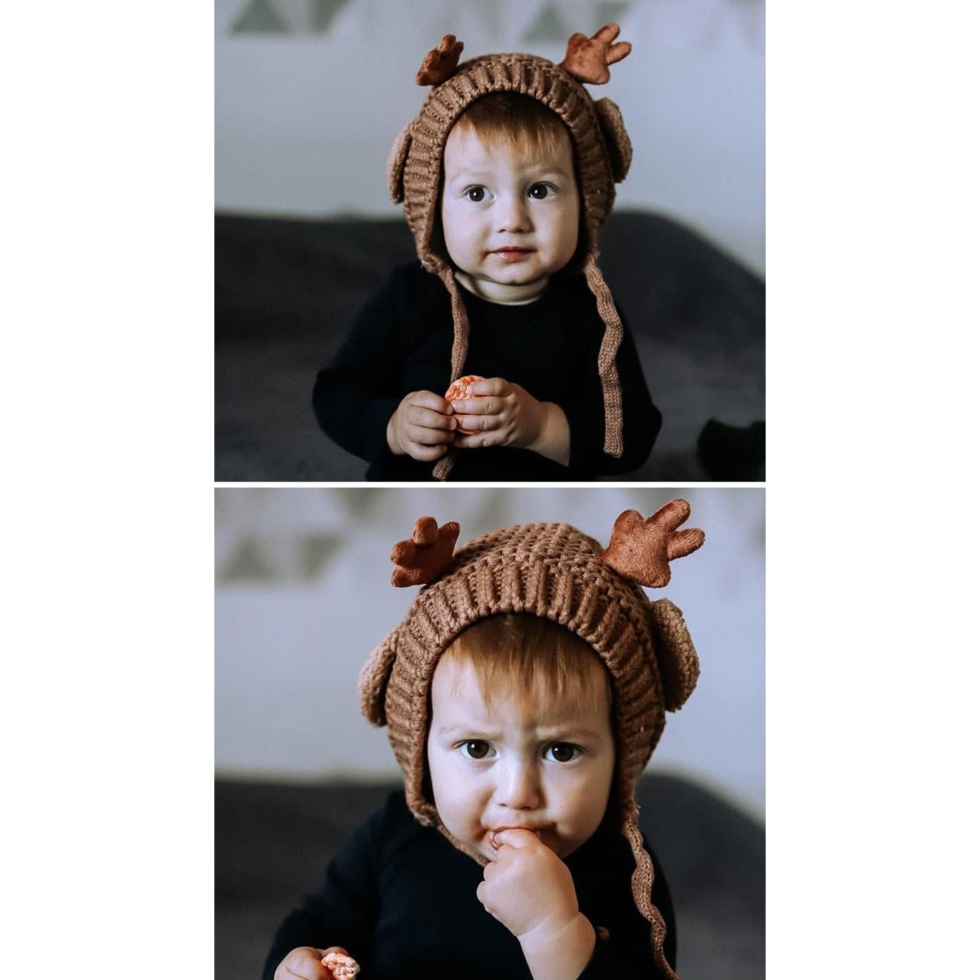 Gorra de Bebé AIBEARTY Ciervo con Orejeras Invierno 0-2 Años