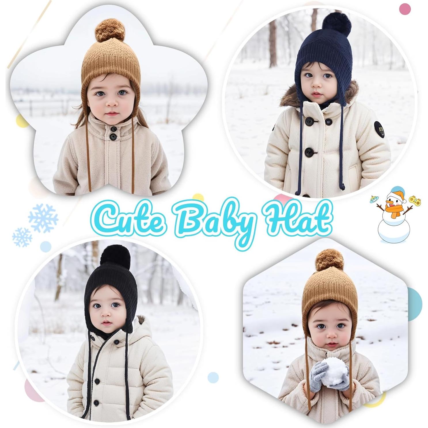 Gorro de Invierno para Niñas Bebés - Franela - 0 a 8 Años