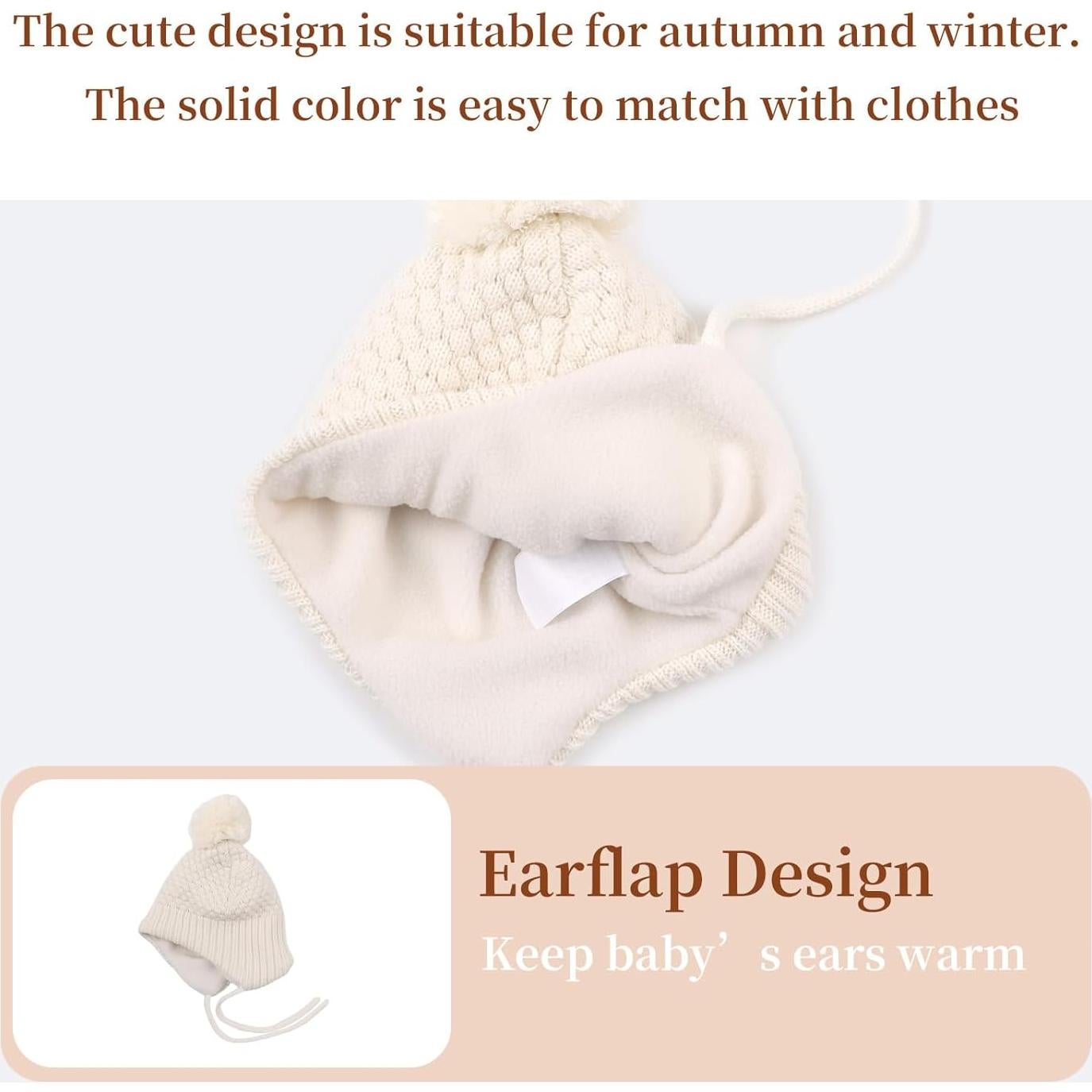 Gorro de Invierno para Niñas Bebés - Franela - 0 a 8 Años