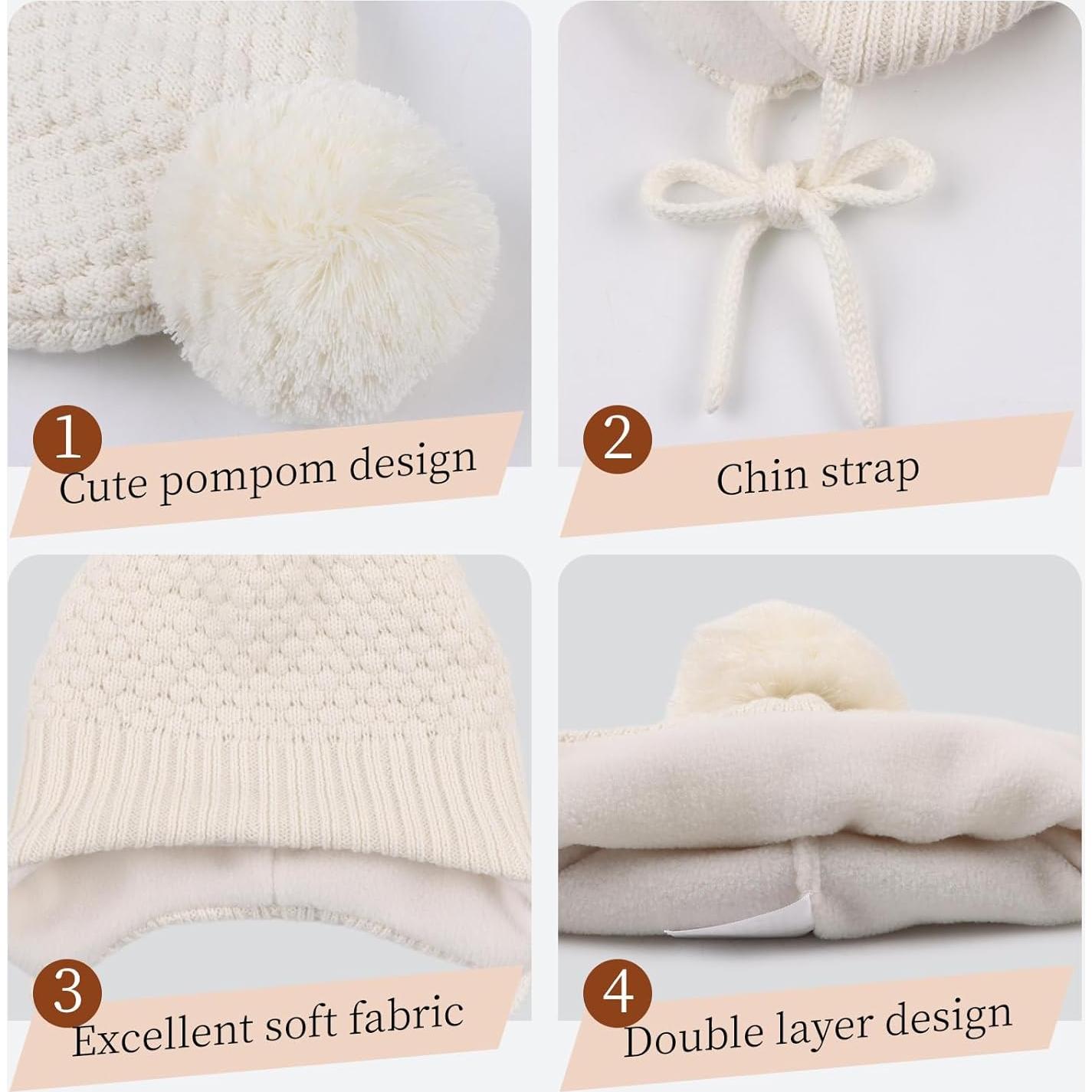 Gorro de Invierno para Niñas Bebés - Franela - 0 a 8 Años