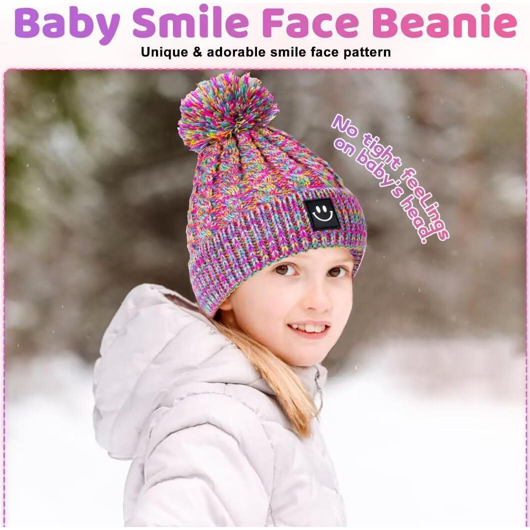 Gorro Beanie para Bebé Hispeka 3 Paquetes con Pompones
