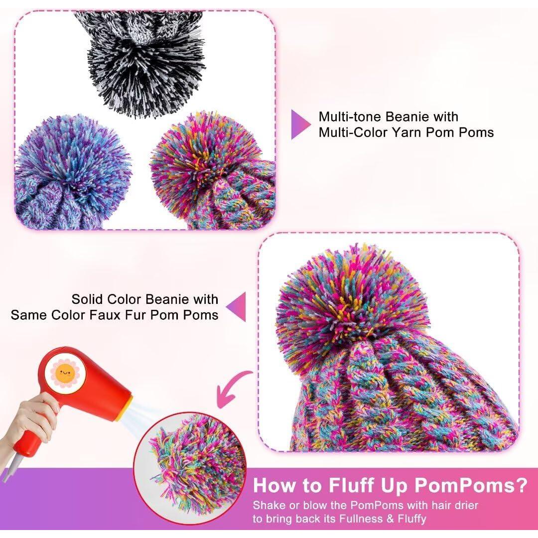 Gorro Beanie para Bebé Hispeka 3 Paquetes con Pompones