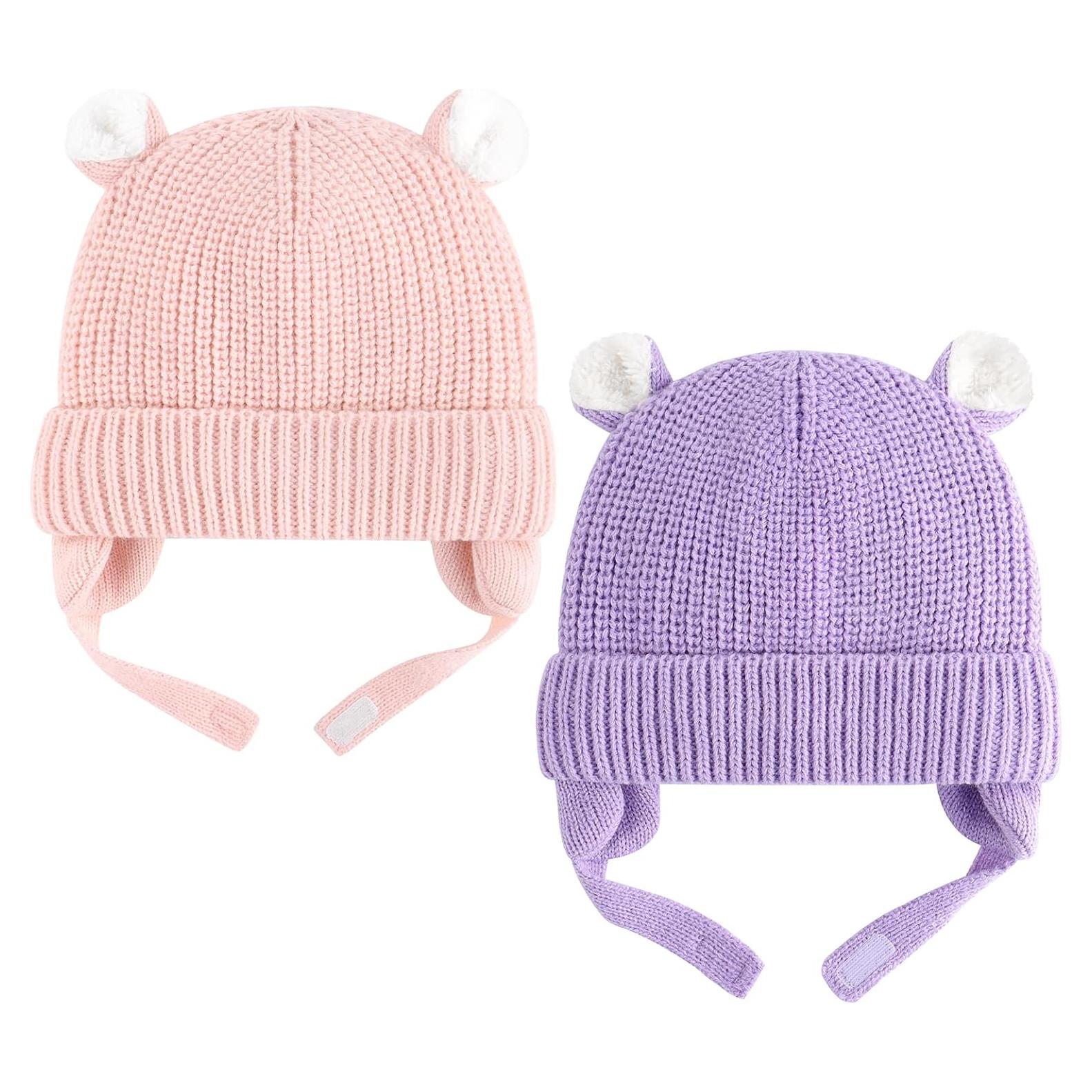 Gorro de Invierno Duoyeree para Bebé con Orejeras - Rosa y Púrpura