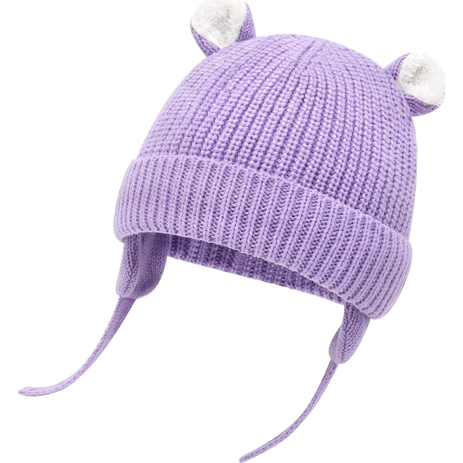 Gorro de Invierno Duoyeree para Bebé con Orejeras - Rosa y Púrpura