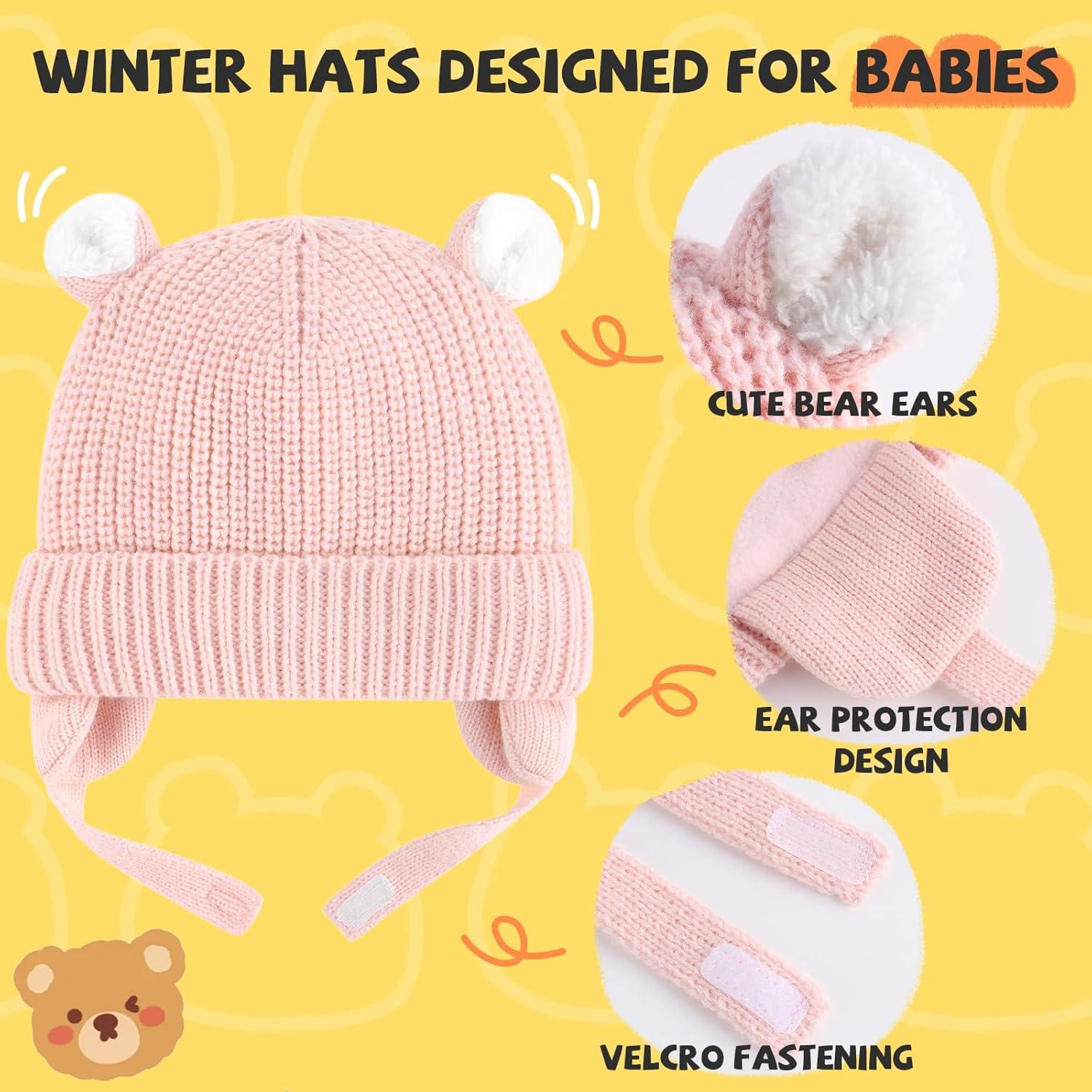Gorro de Invierno Duoyeree para Bebé con Orejeras - Rosa y Púrpura