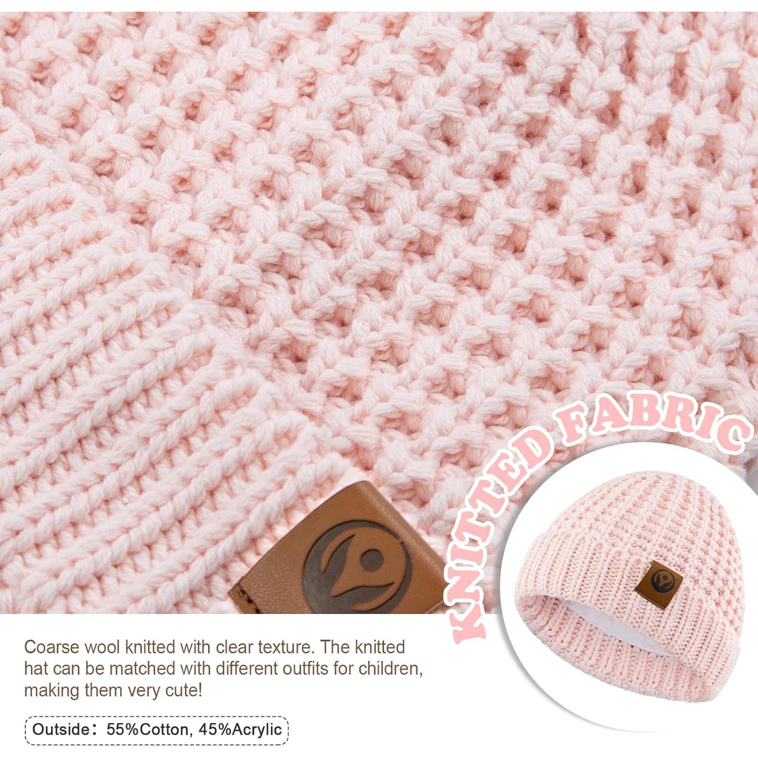 Gorro de Invierno para Bebé Niña Rosa Algodón 6-24 meses