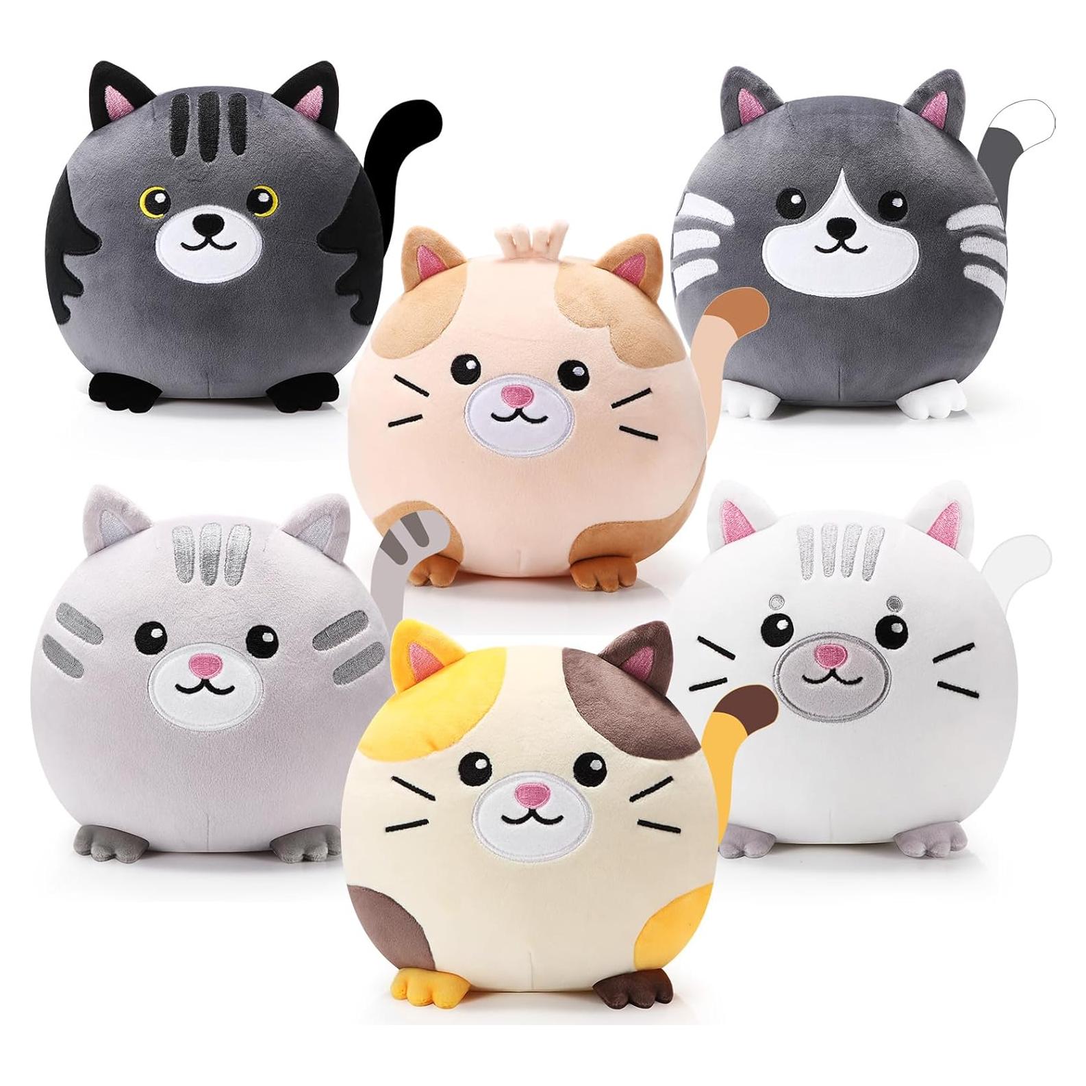 Lenwen 6 Pcs Juguetes de Peluche Gato 20 cm Suave para Niños