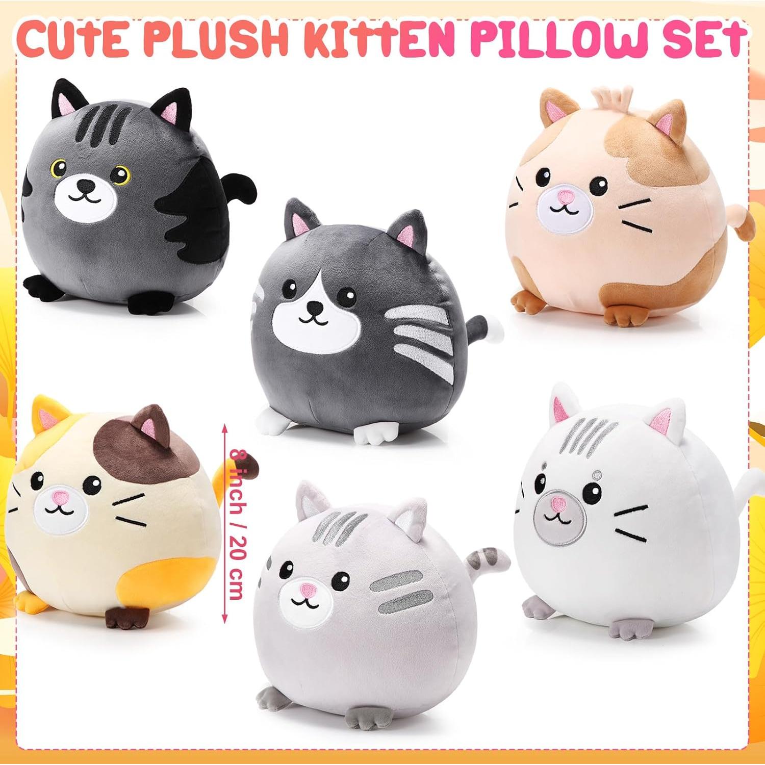 Lenwen 6 Pcs Juguetes de Peluche Gato 20 cm Suave para Niños