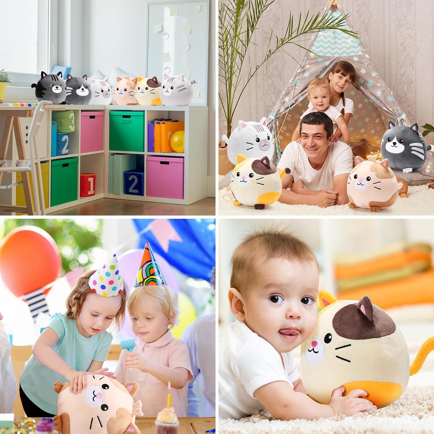 Lenwen 6 Pcs Juguetes de Peluche Gato 20 cm Suave para Niños