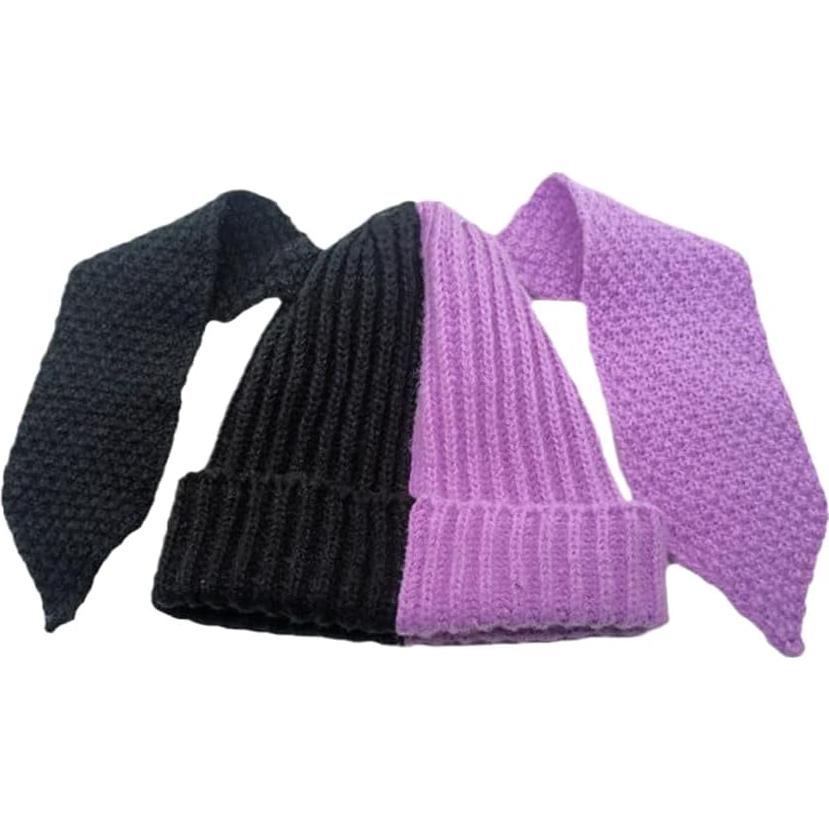 Gorro de invierno YEKEYI con orejas de conejo negro púrpura