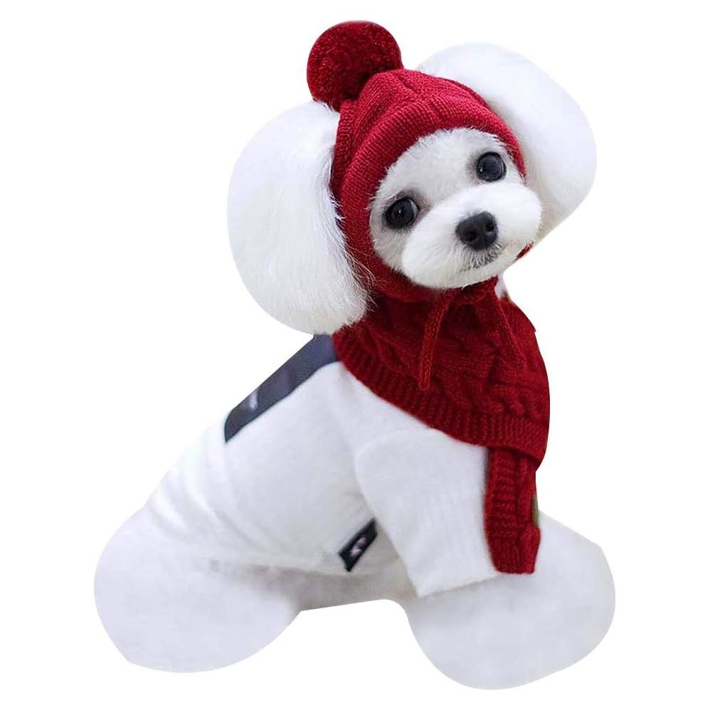 Conjunto de bufanda y gorro de lana para perros Goclothod