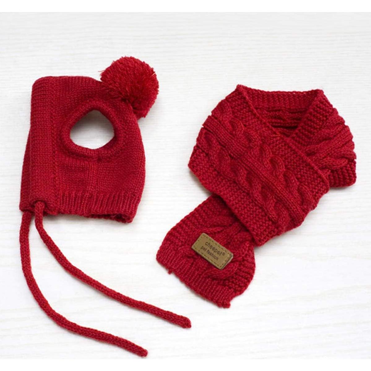 Conjunto de bufanda y gorro de lana para perros Goclothod