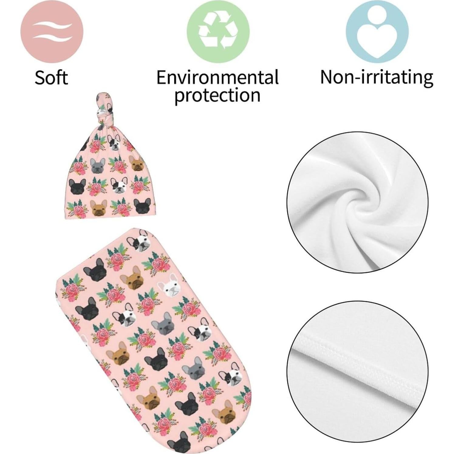 Manta de Envolver para Bebé Lcokin Bulldog Francés 52.8x29 cm