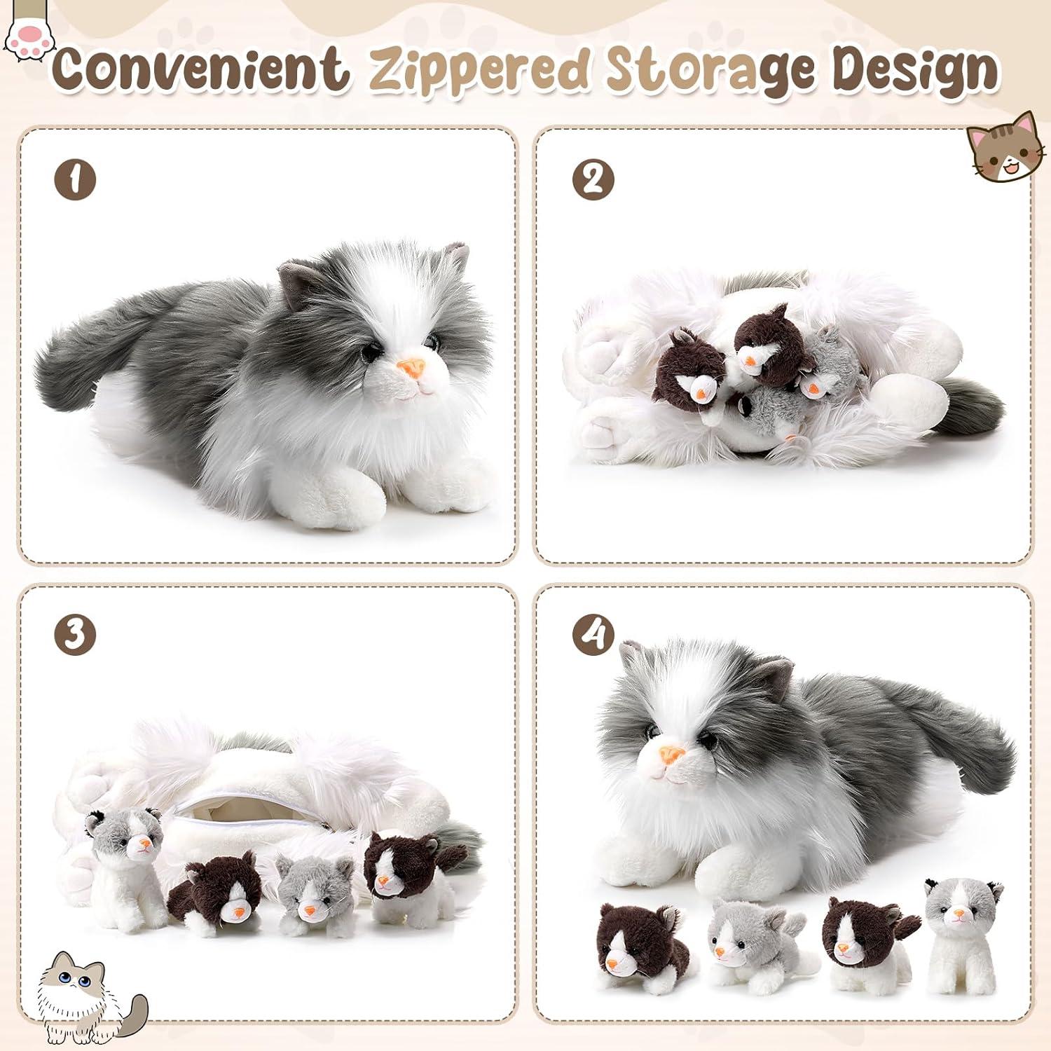 Set de Peluches Gato Ragdoll HyDren 5 Piezas Gris 45 cm