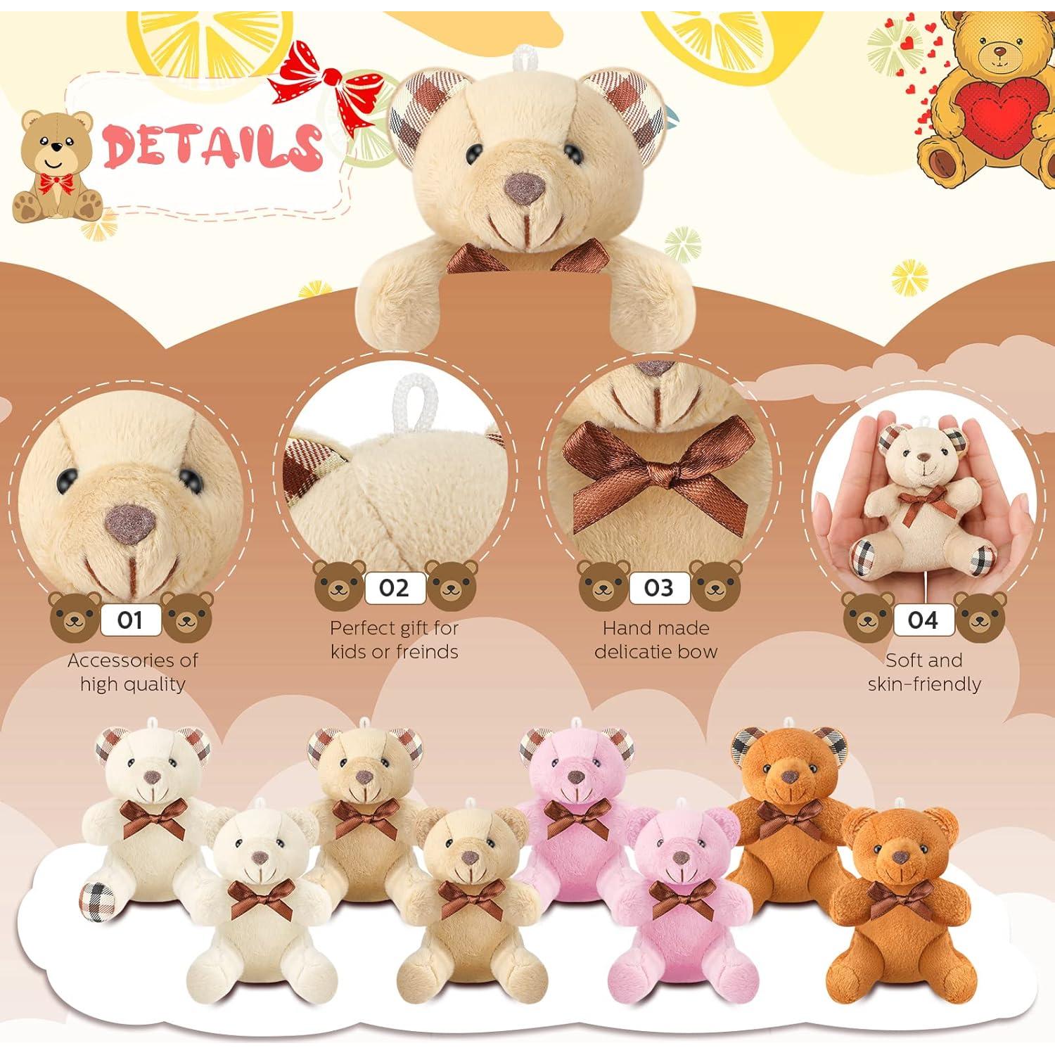 Mini Osos de Peluche HyDren 24 Pcs 10 cm Suaves y Coloridos