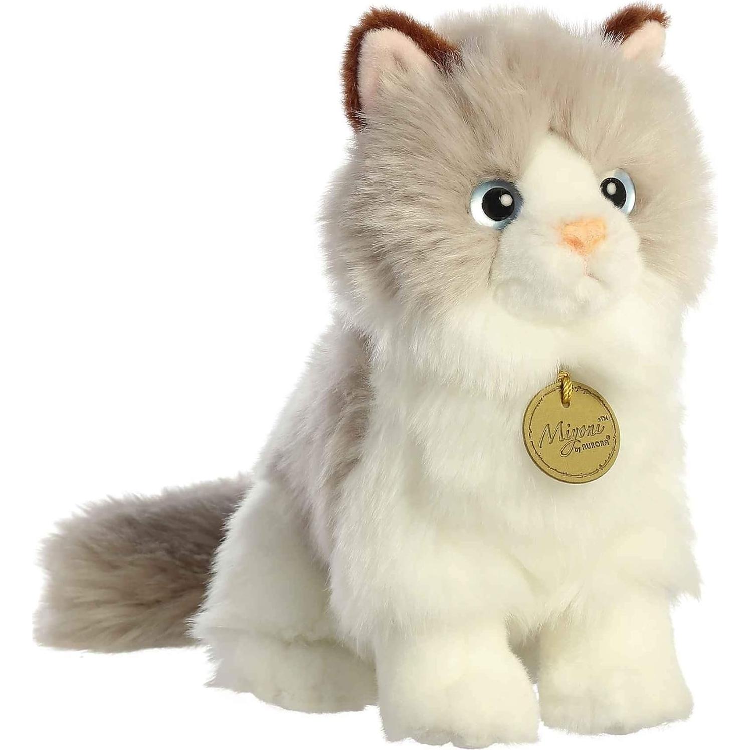 Peluche Gato Ragdoll Miyoni Aurora 23 cm Realista Blanco