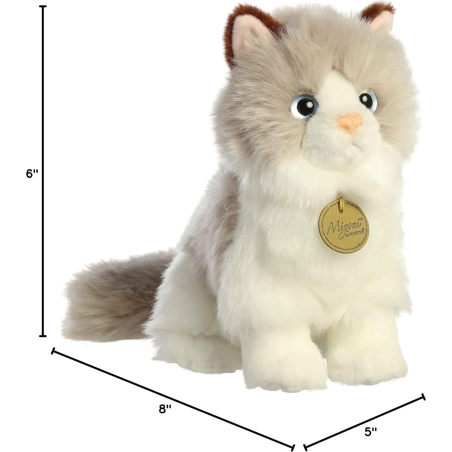 Peluche Gato Ragdoll Miyoni Aurora 23 cm Realista Blanco