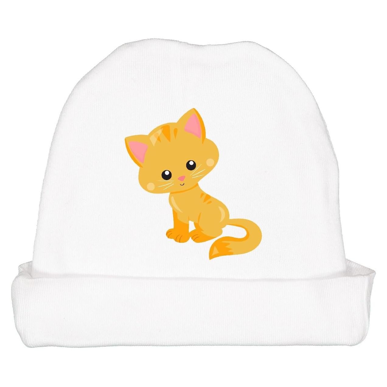 Gorro Beanie de Bebé Gato Naranja 100% Algodón Suave