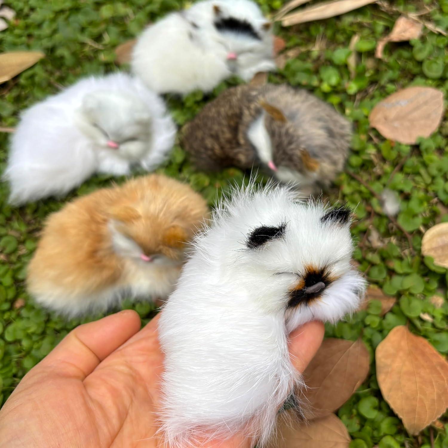 Paquete de 5 Gatitos Bebés Peludos Realistas Decorativos
