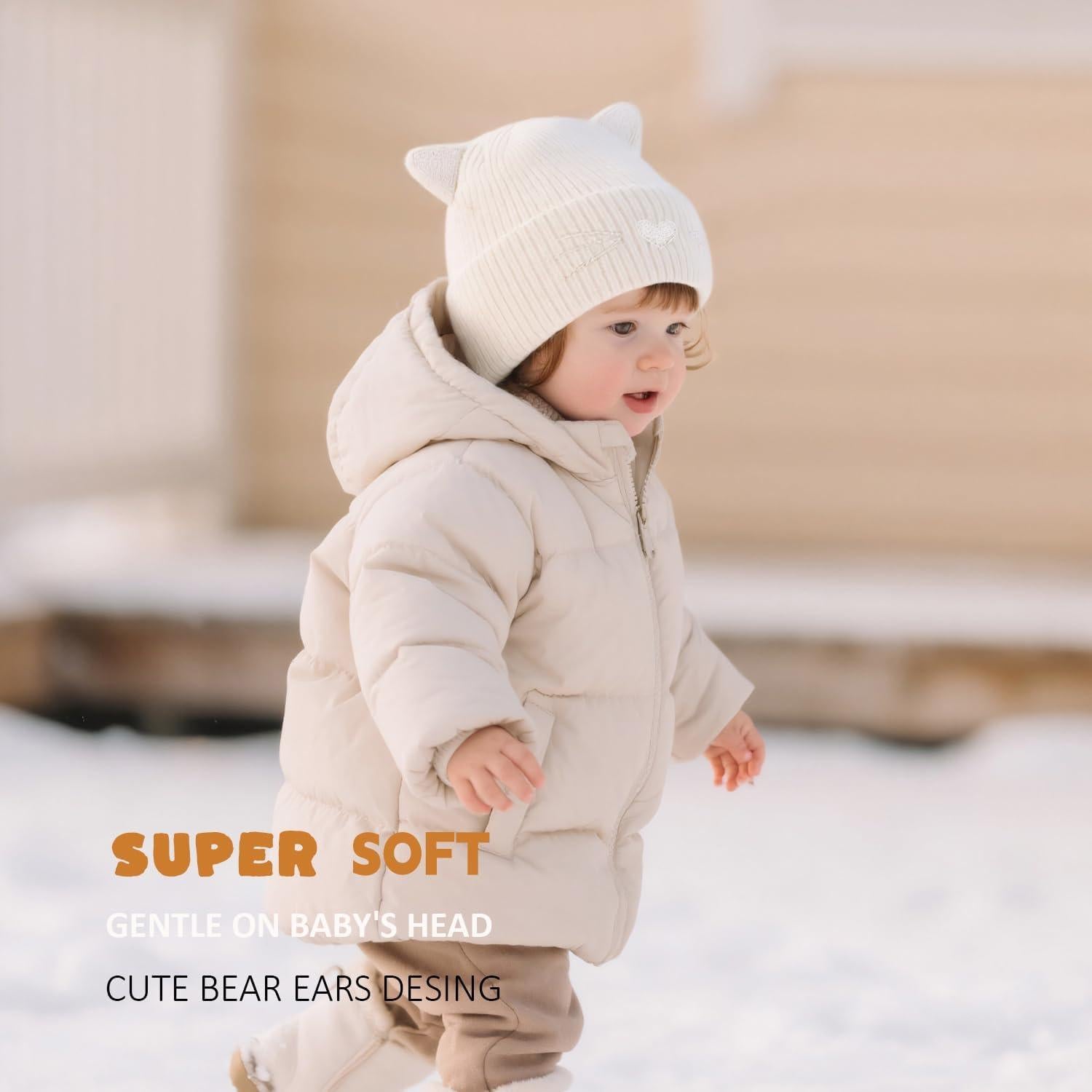 Gorro de invierno para bebé con orejas de gato - 3-24 meses