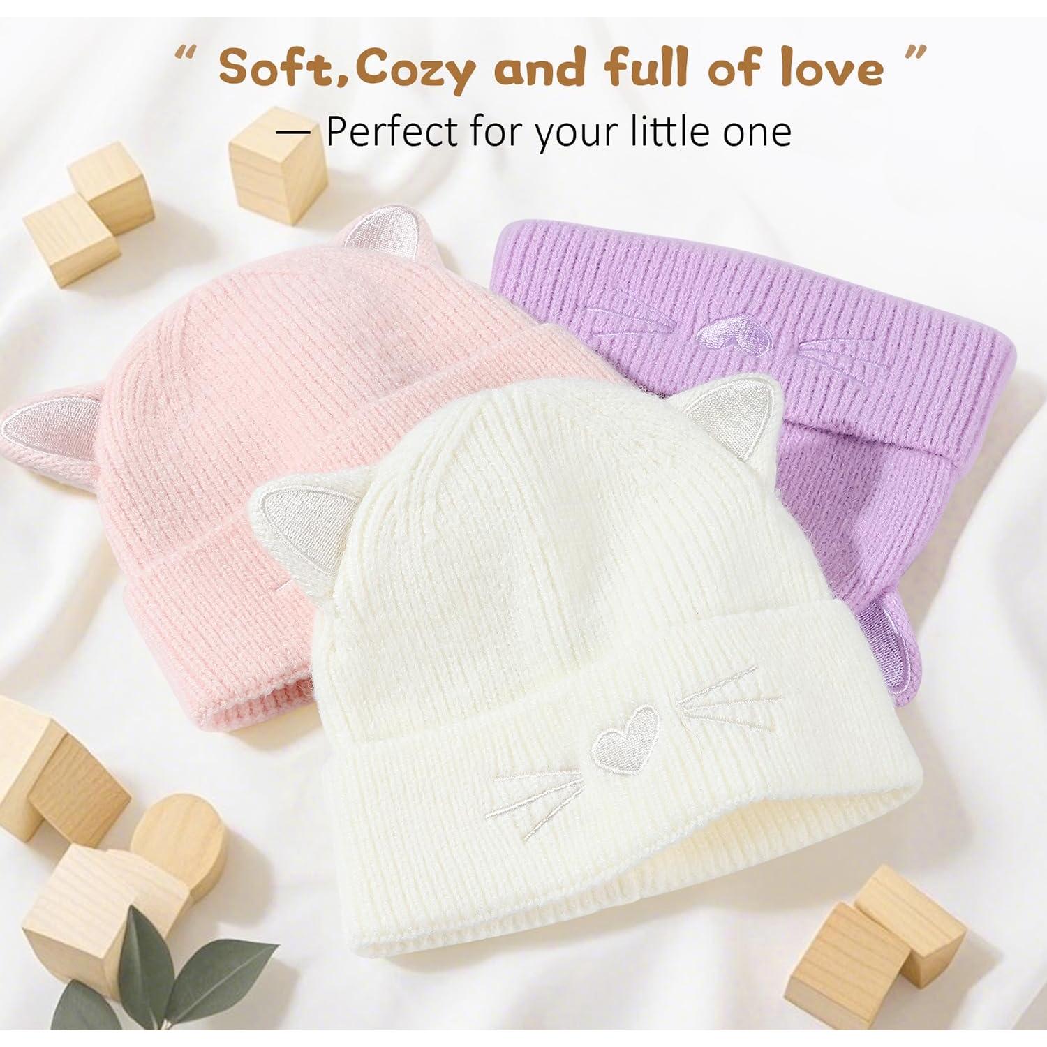Gorro de invierno para bebé con orejas de gato - 3-24 meses