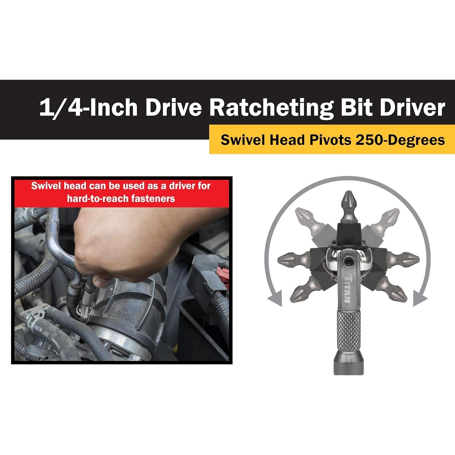 Controlador de Bits Titan 11318 1/4" 90 Dientes Plata