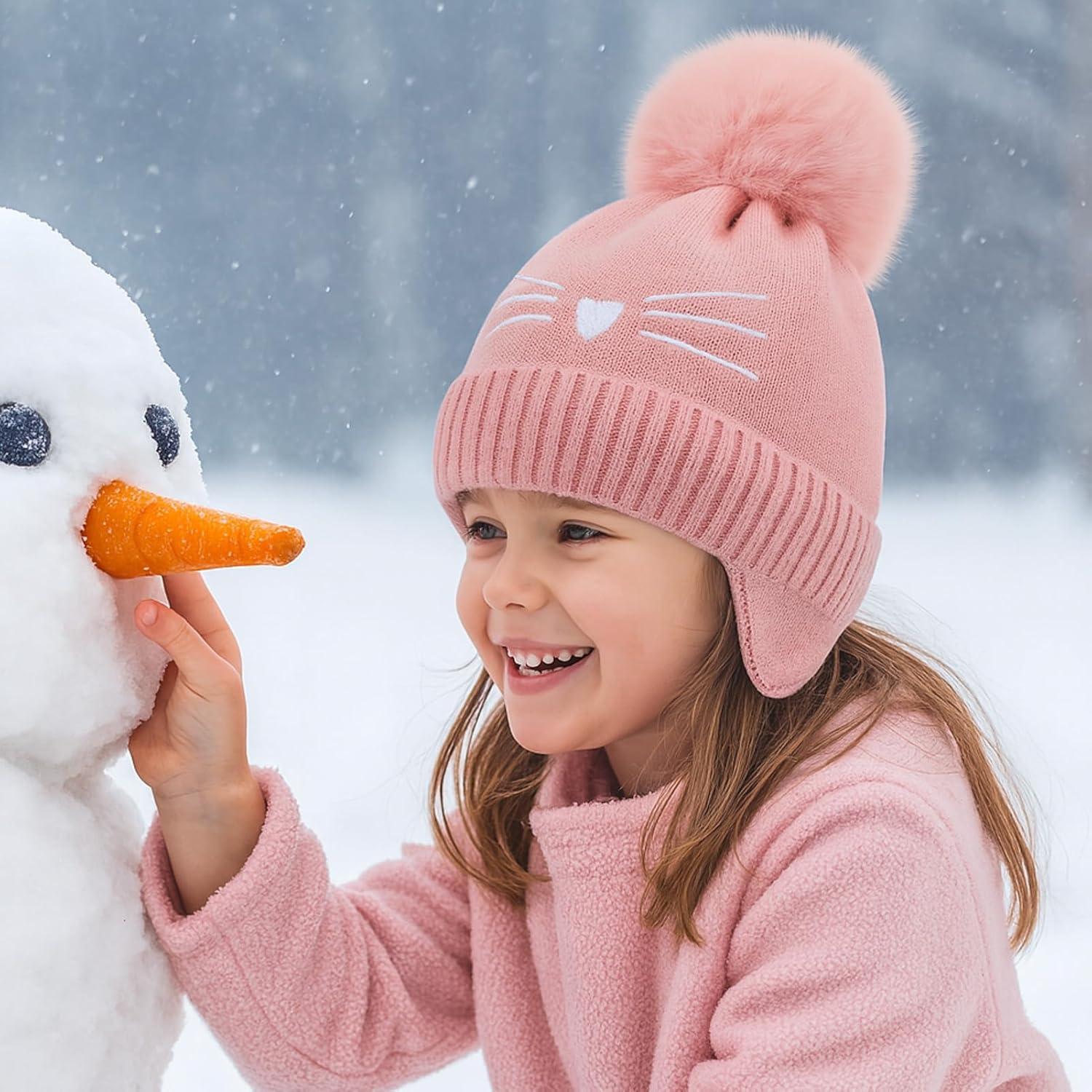 Gorro de Invierno para Niños ACTLATI con Orejeras y Pompon