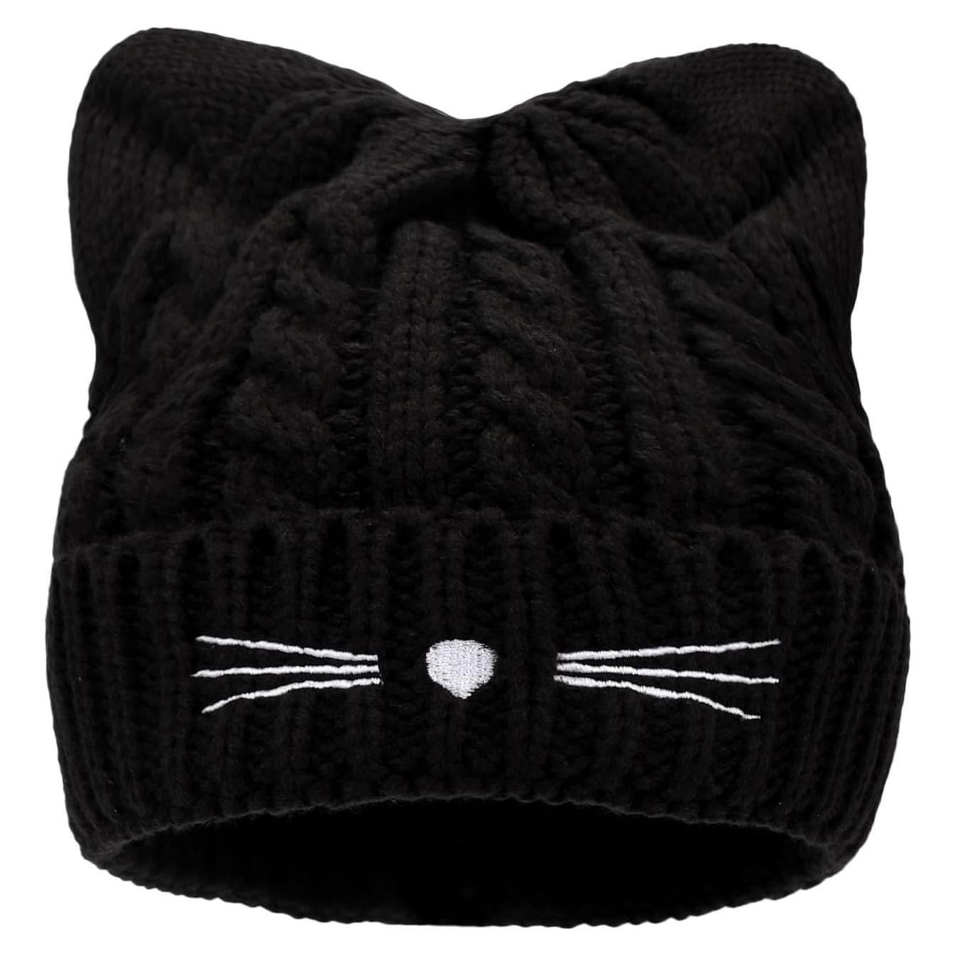 Gorro de invierno con orejas de gato para niñas 7-12 años