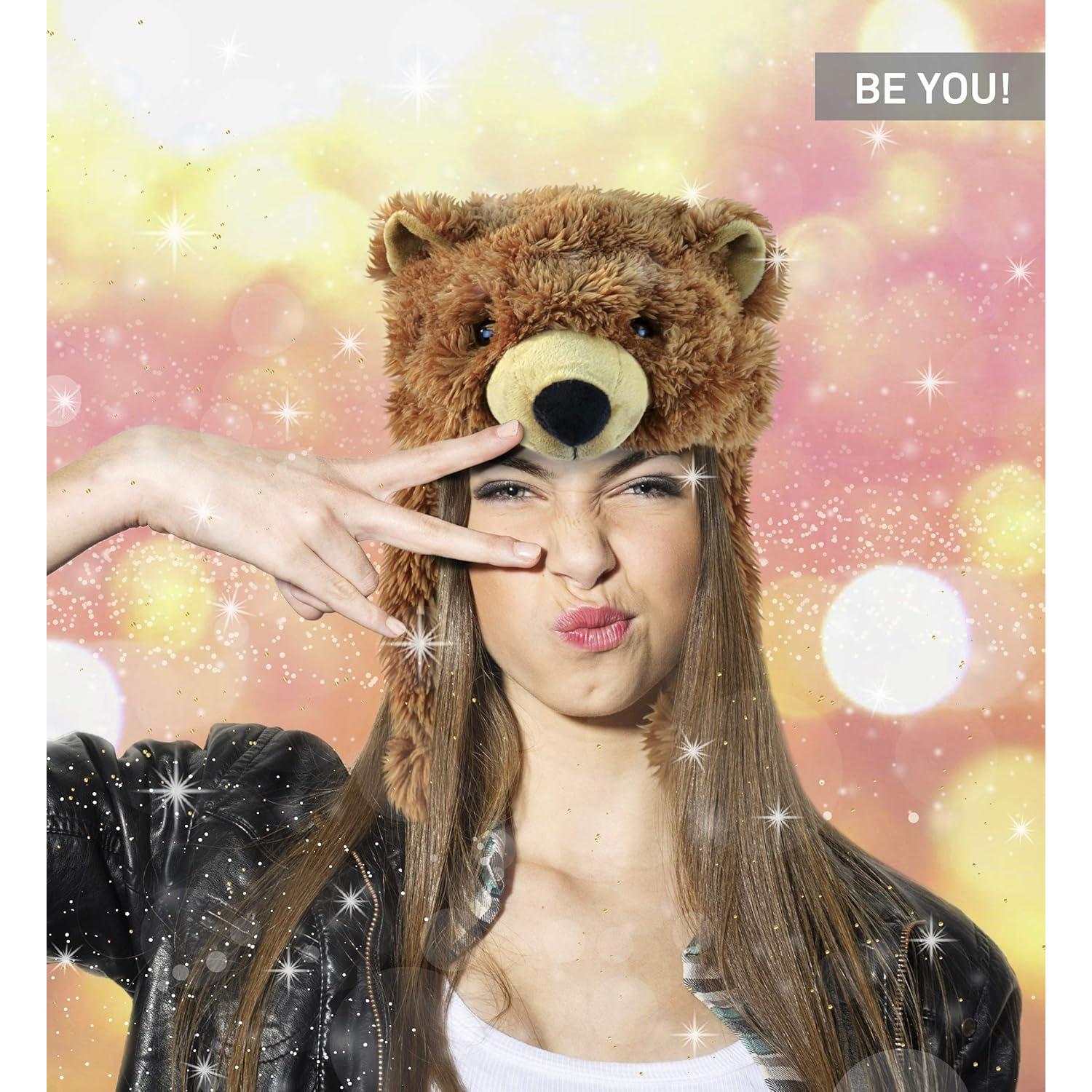 Gorro de Oso Grizzly Marrón DolliBu con Solapas para Orejas