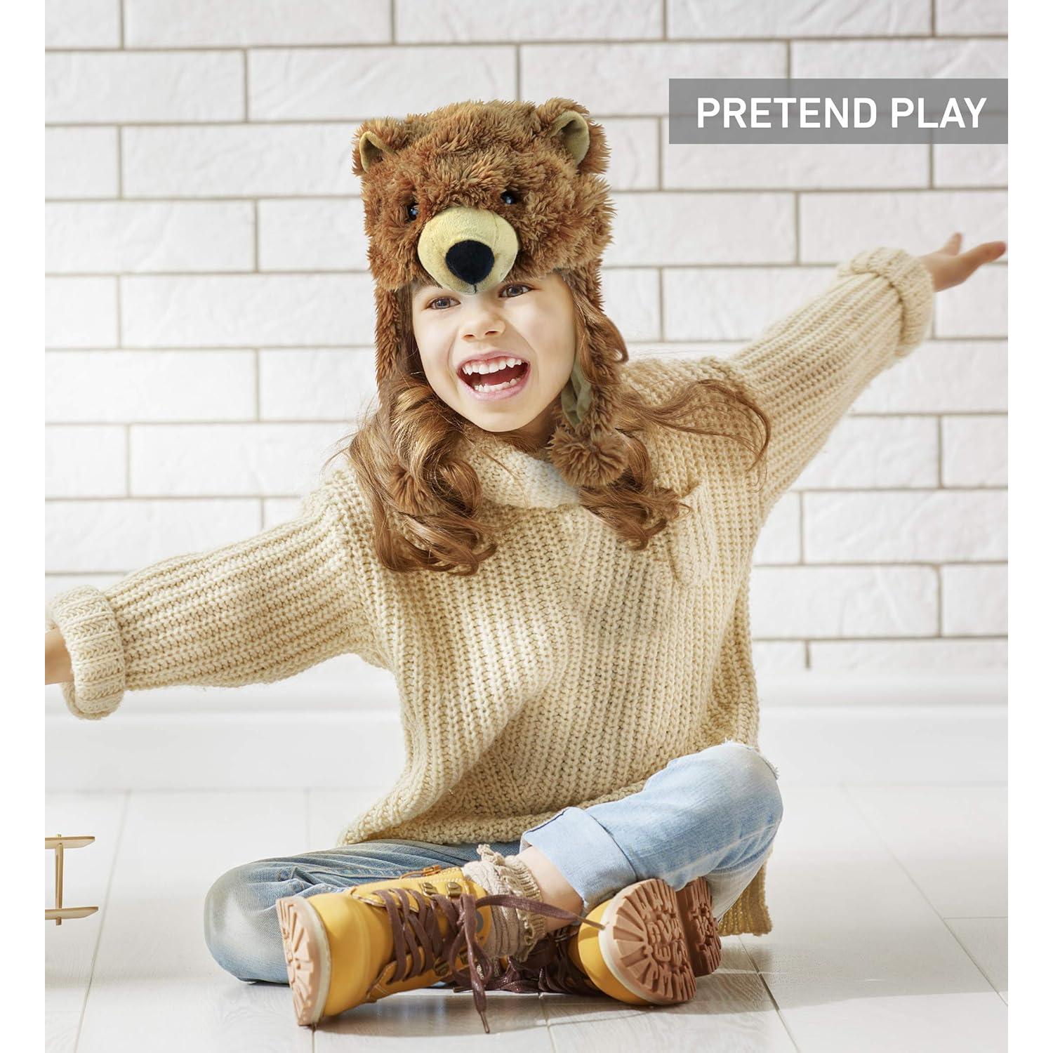 Gorro de Oso Grizzly Marrón DolliBu con Solapas para Orejas