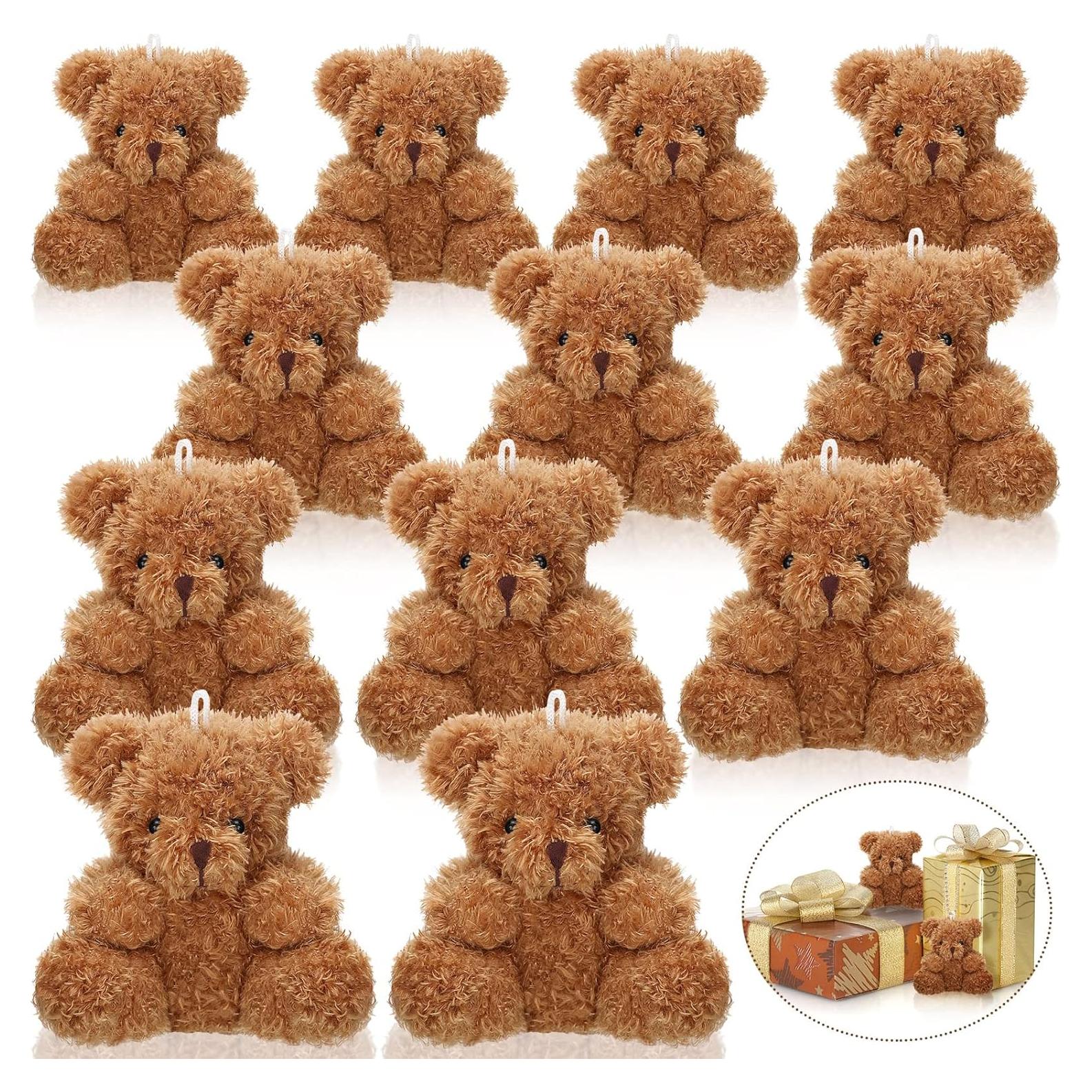 Lote de 24 Mini Osos de Peluche HyDren 10 cm Marrón