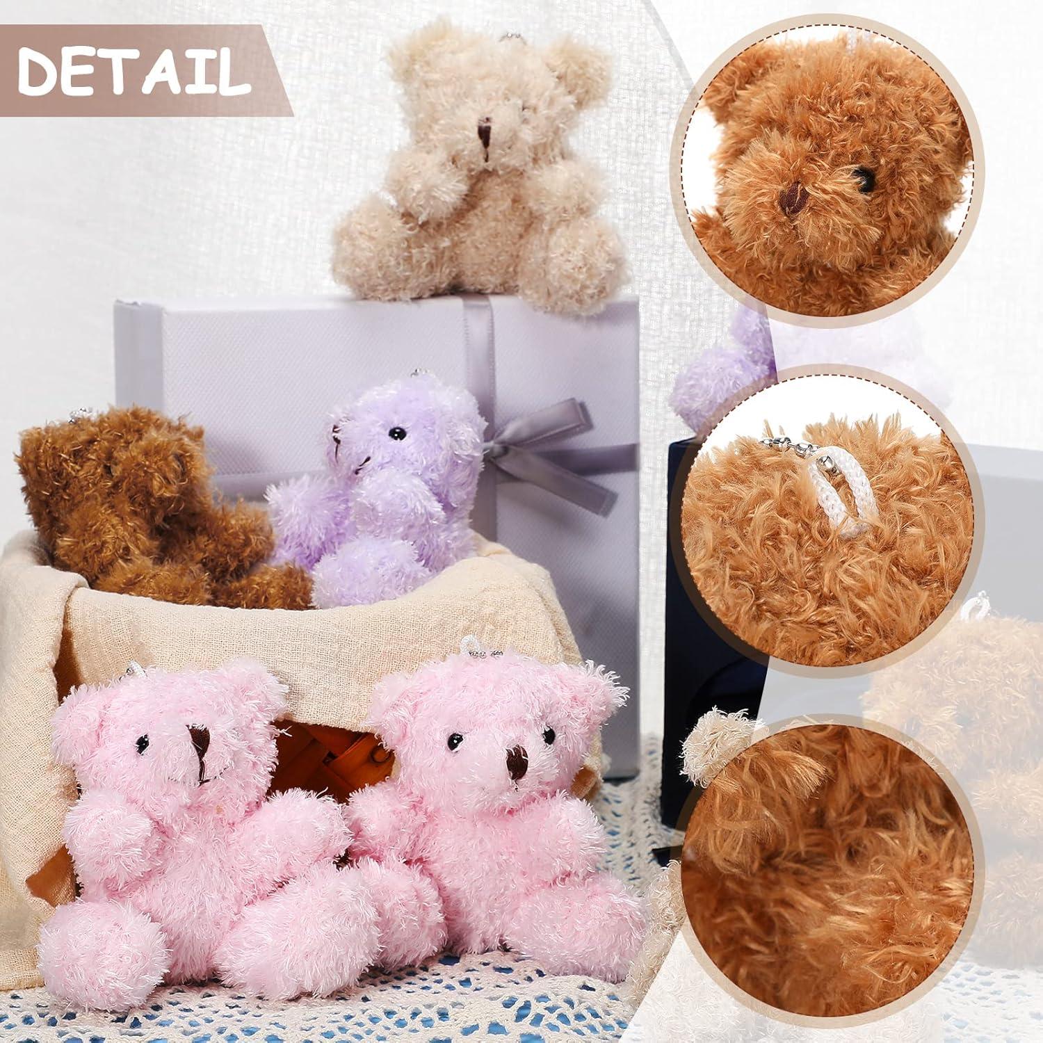 Lote de 24 Mini Osos de Peluche HyDren 10 cm Marrón