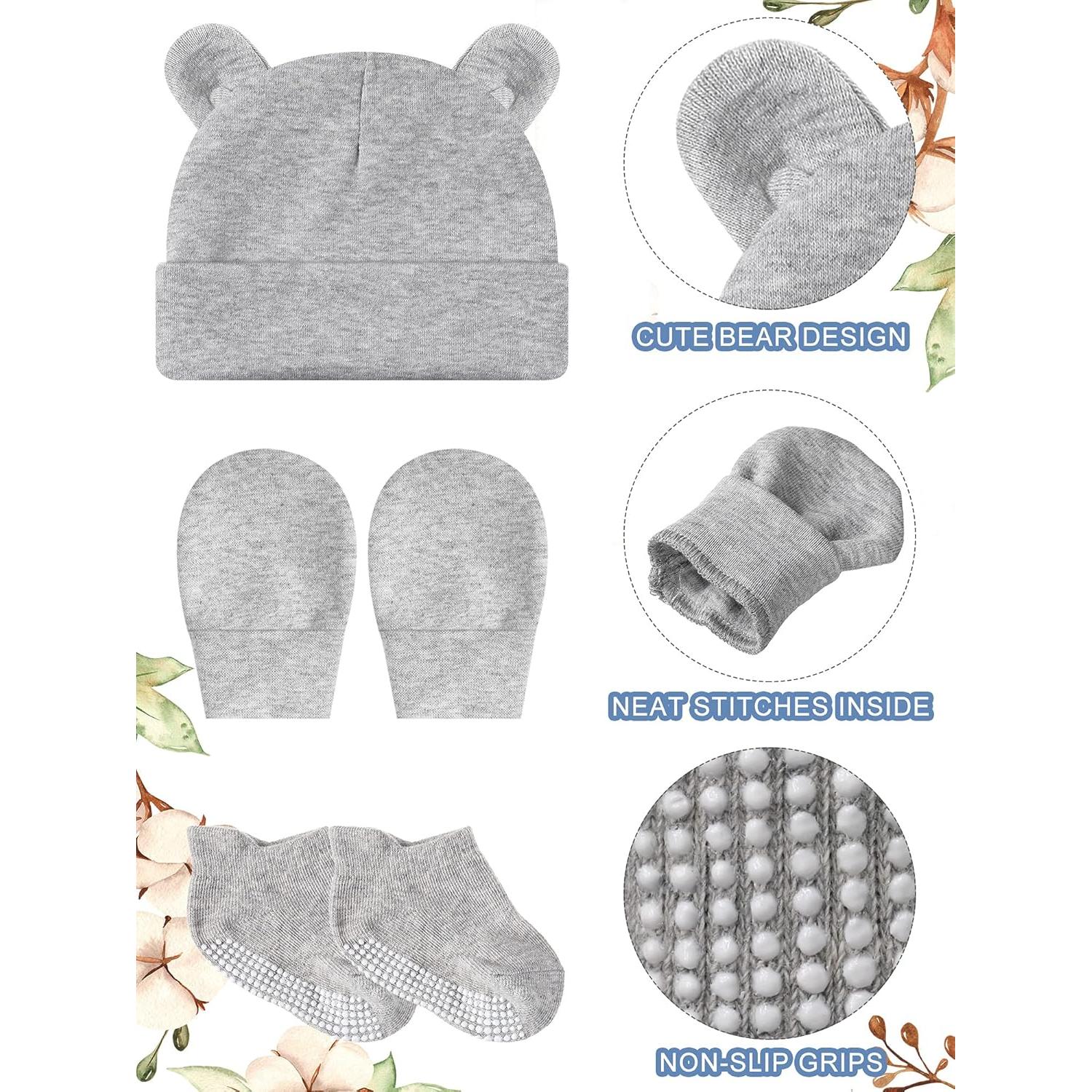 Conjunto de Sombrero, Manoplas y Calcetines Geyoga Bebé 0-6 Meses