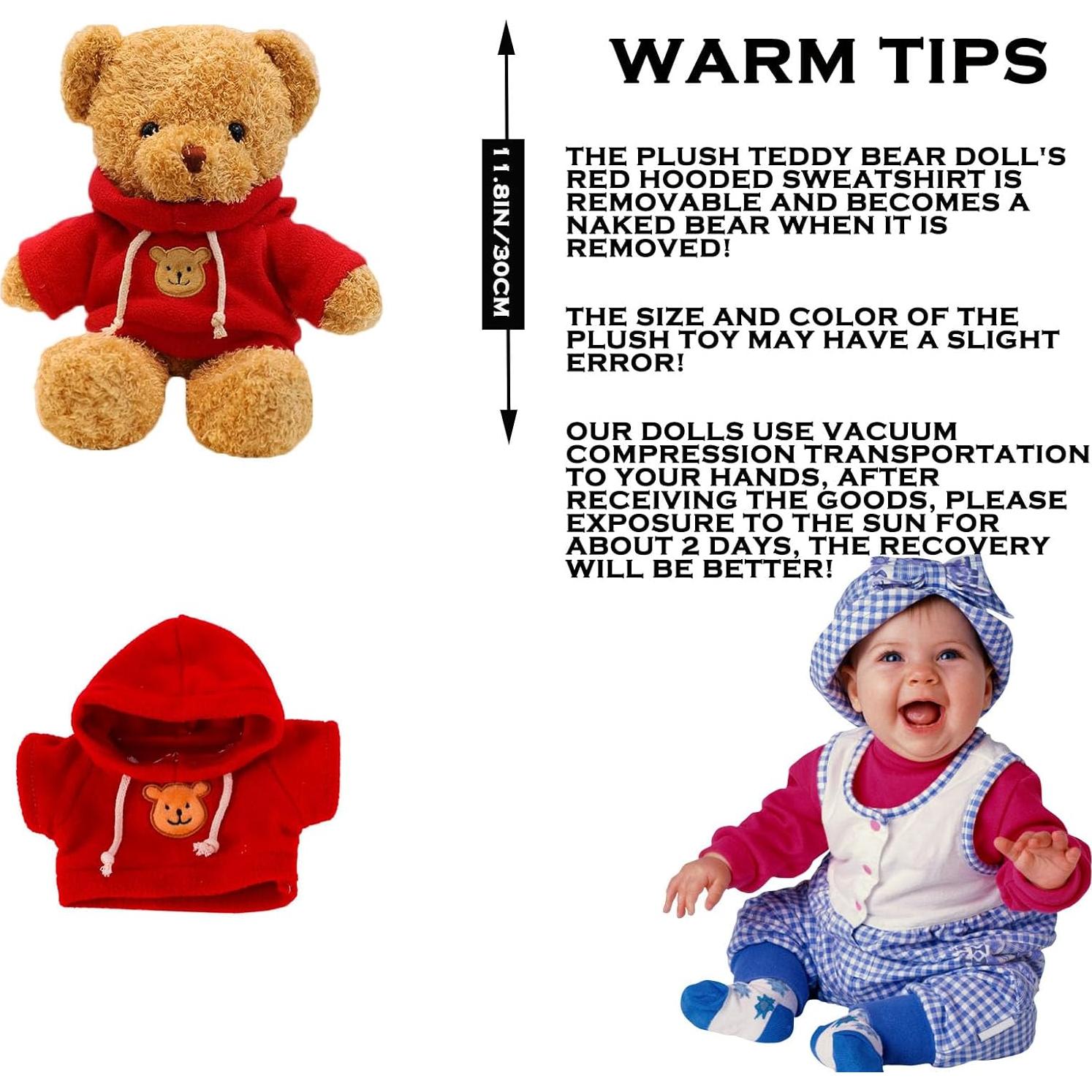 Oso de Peluche CHELEI2019 30cm con Sudadera Roja