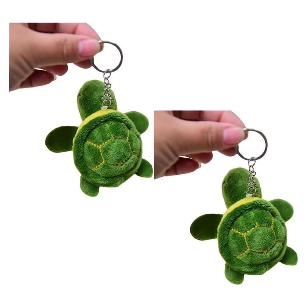 Conjunto 2 Pcs Juguete de Peluche Mini Tortuga Verde