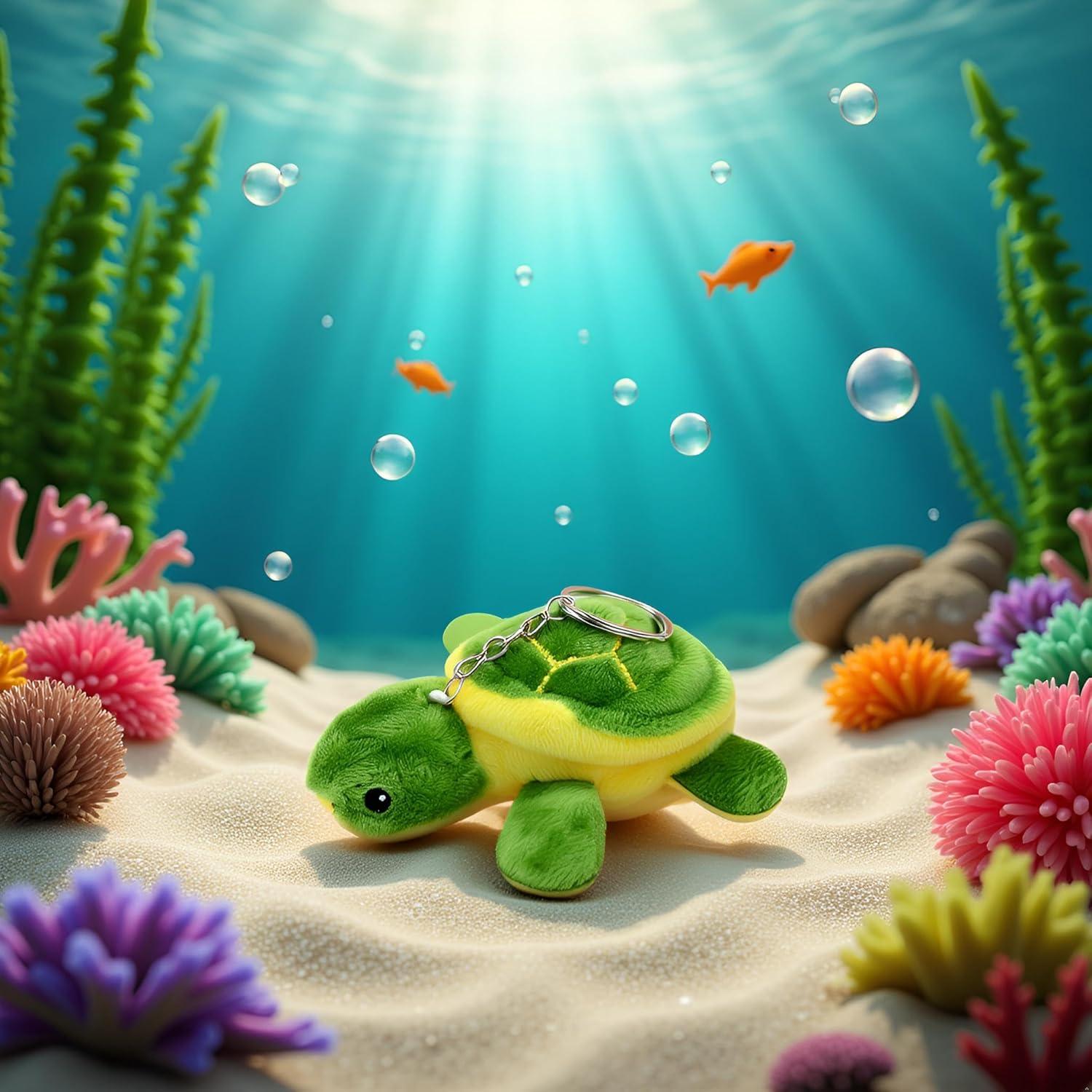 Conjunto 2 Pcs Juguete de Peluche Mini Tortuga Verde