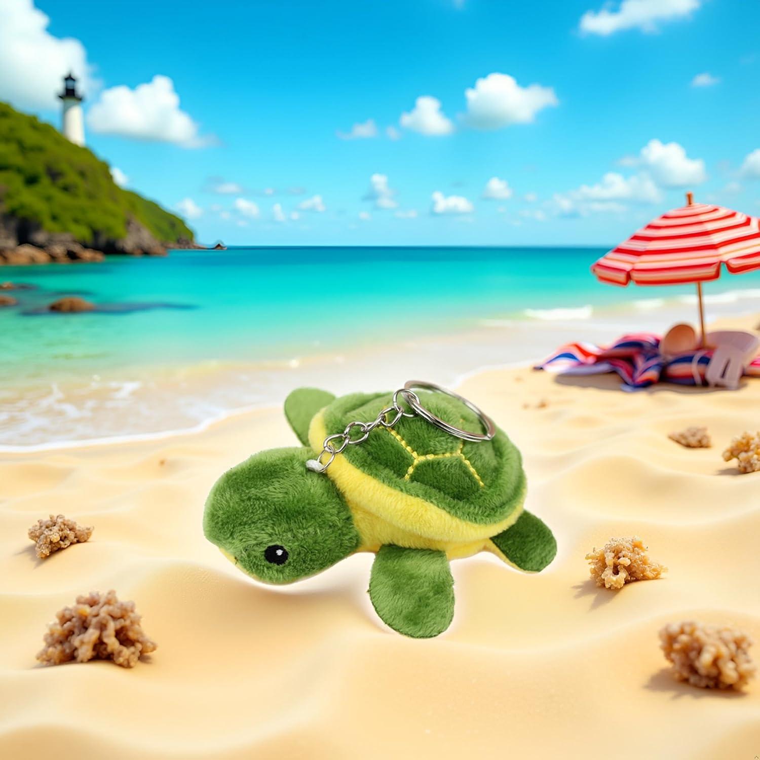 Conjunto 2 Pcs Juguete de Peluche Mini Tortuga Verde