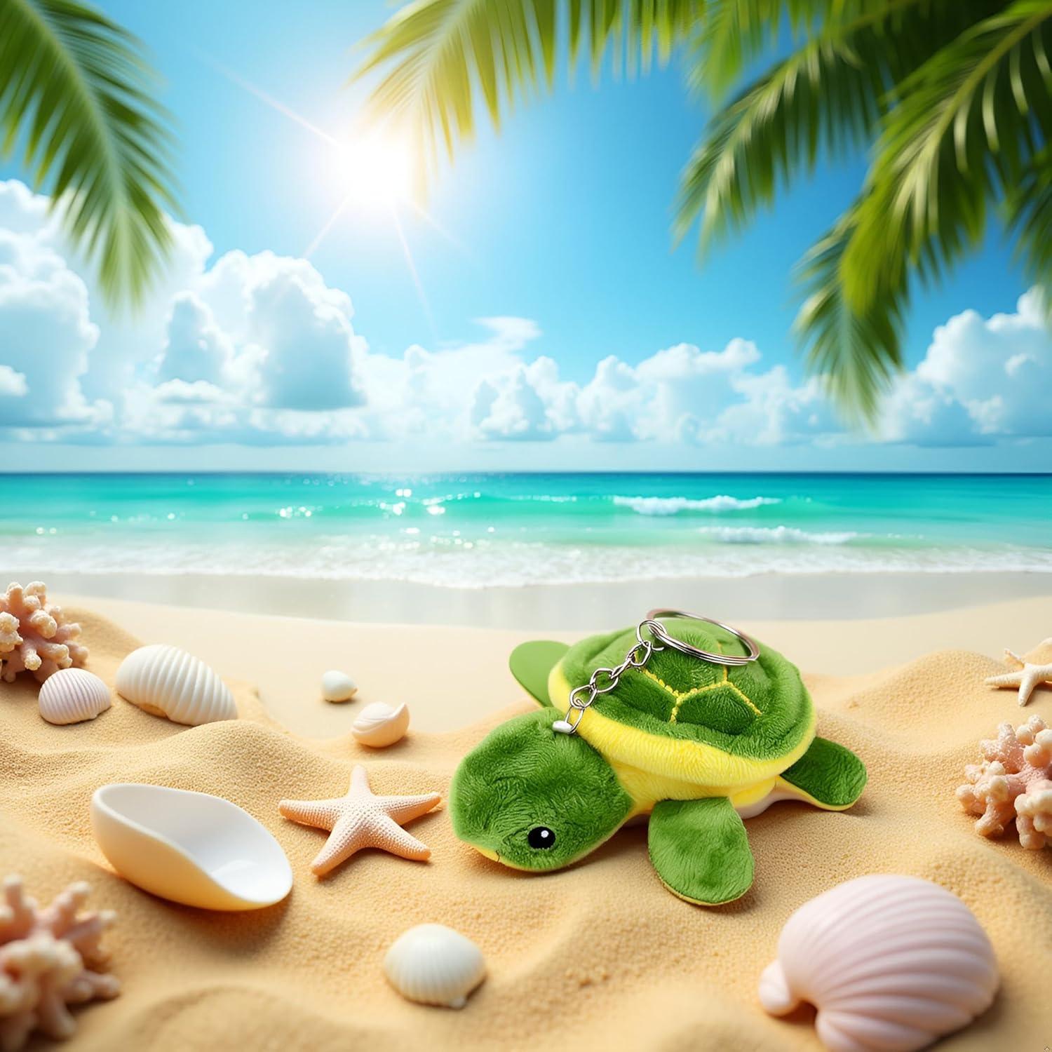 Conjunto 2 Pcs Juguete de Peluche Mini Tortuga Verde