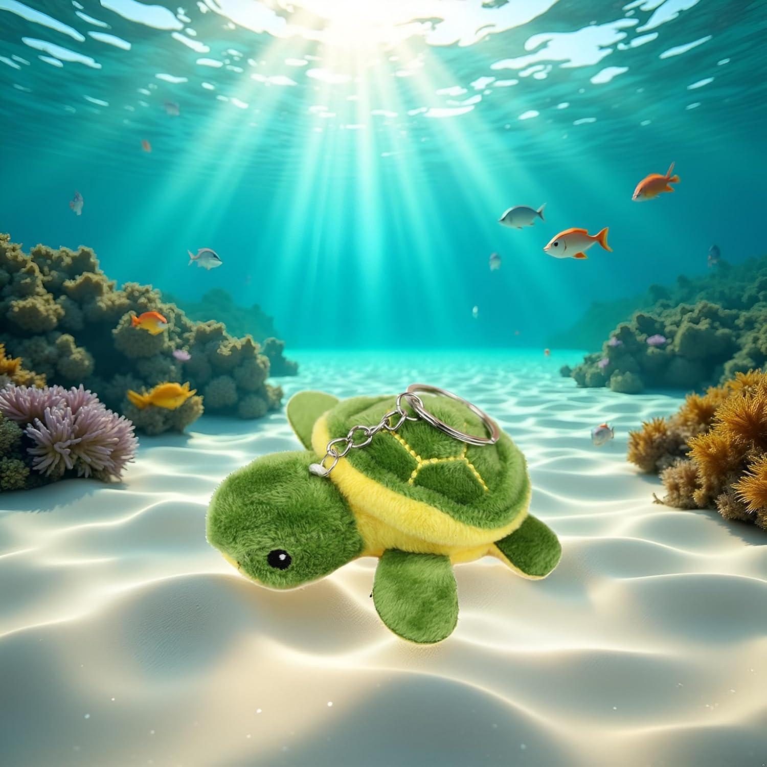 Conjunto 2 Pcs Juguete de Peluche Mini Tortuga Verde